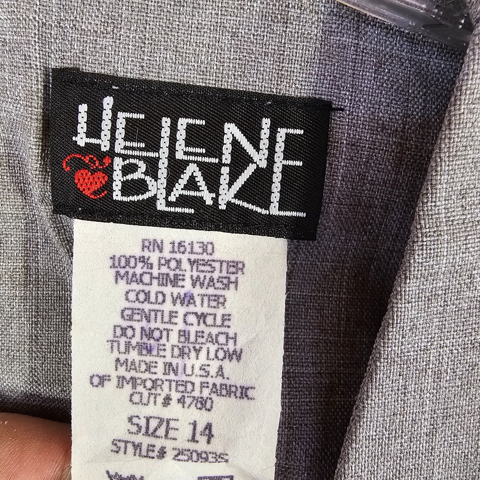 Vintage Helene Blacke Dress Womens Sz 14 Gray Short Sleeve Business