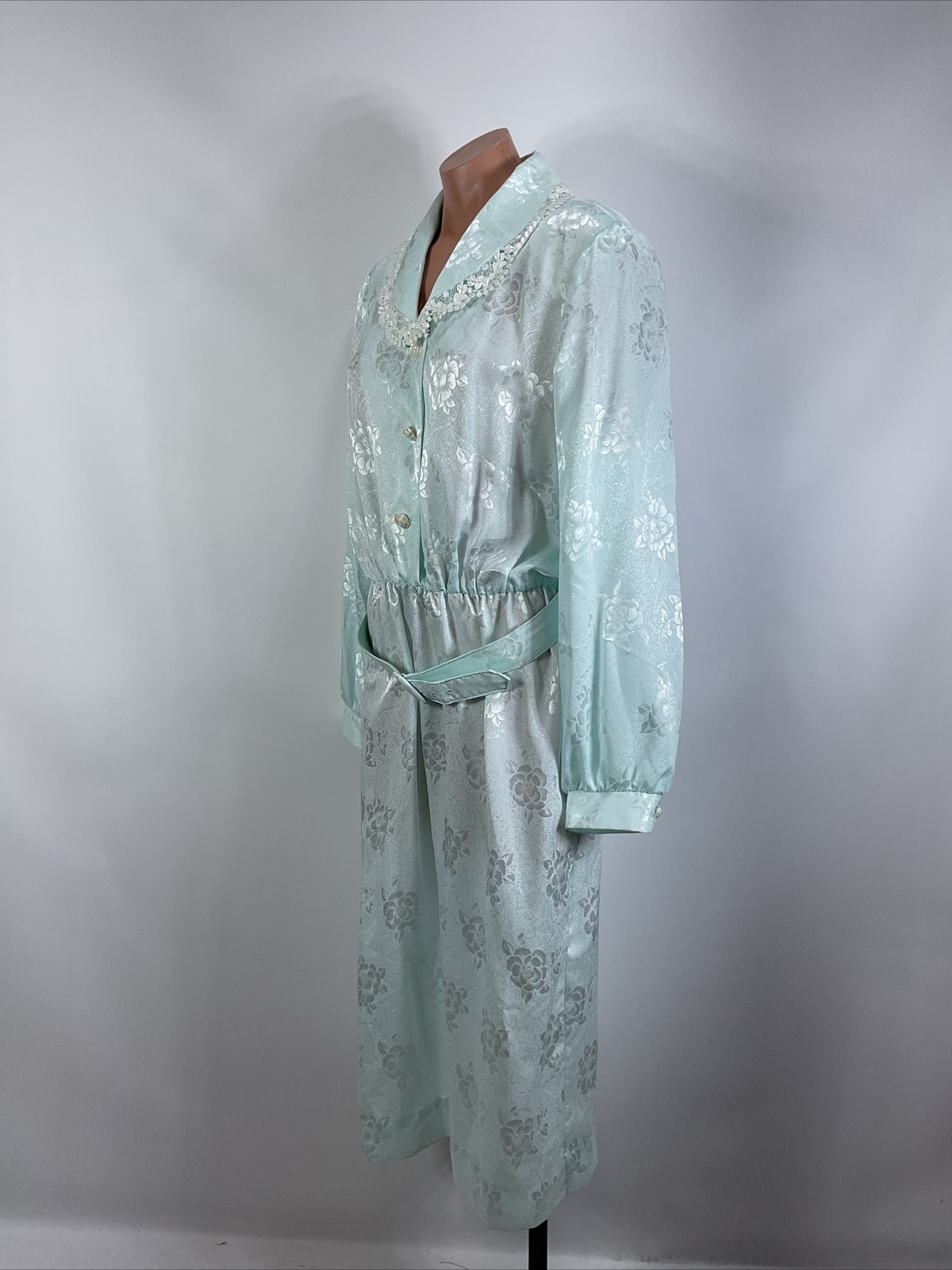 Vintage Victoria Morgan Floral Dress Secretary 80s NOS Belted Shiny Cottagecore