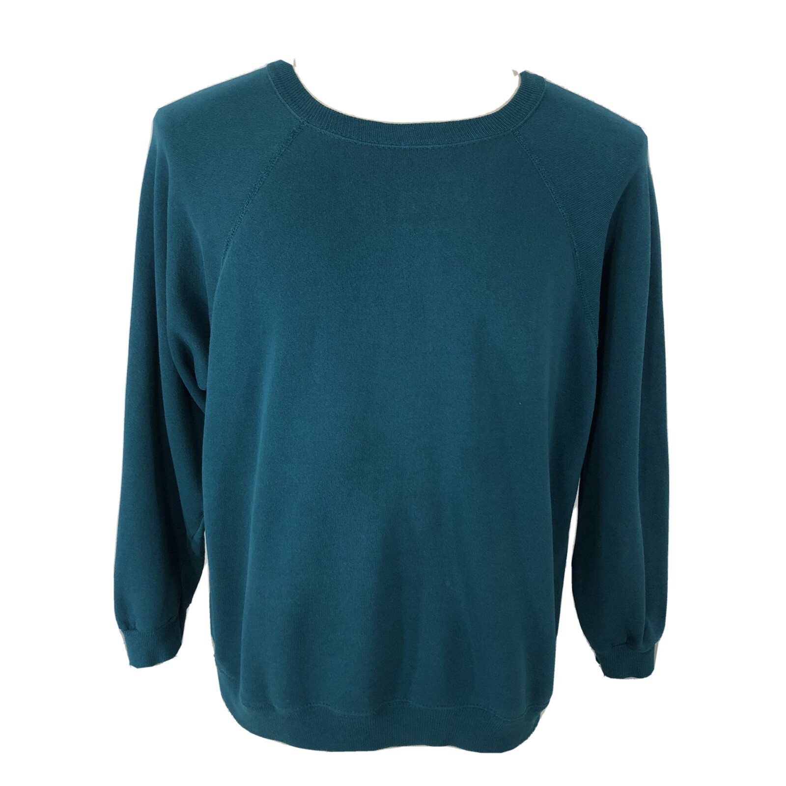 Vintage Womens XL Hanes Her Way SOFT Green Raglan Sweatshirt 80s Blank Retro 90s