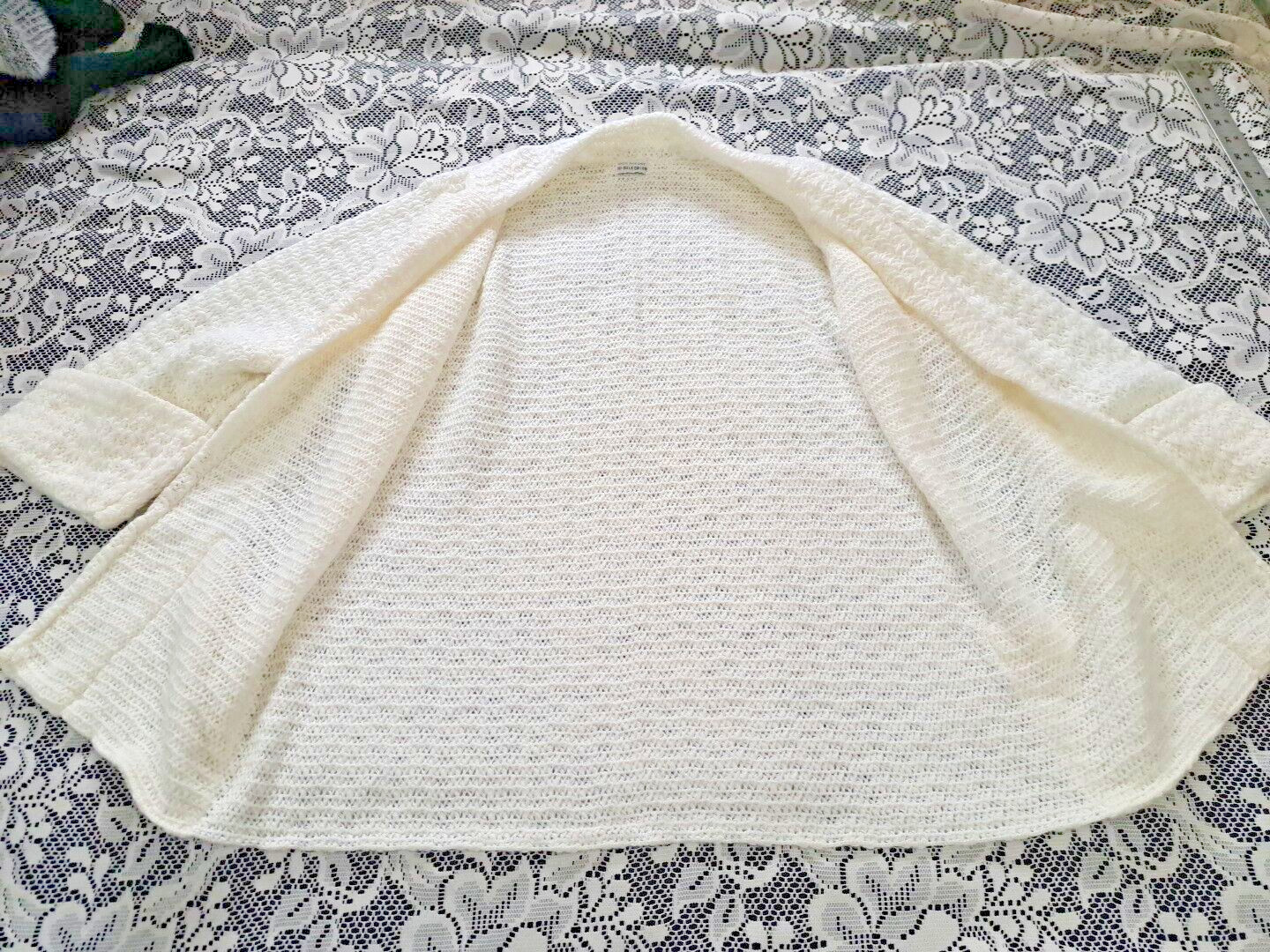 Women’s 100% Dupont Super Hi-Bulk Orlon Open Cardigan Sweater Size M Cream Color