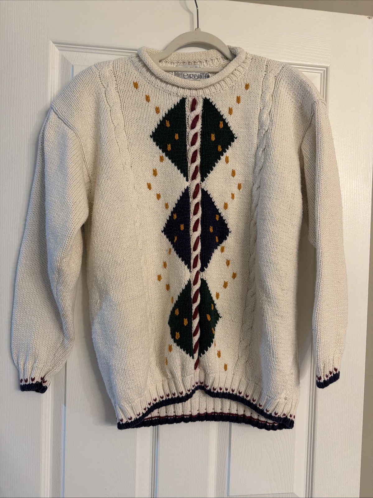 Vintage Novelty Argyle Fun Preppy Geometric Multicolor Oversized Sweater 14/16