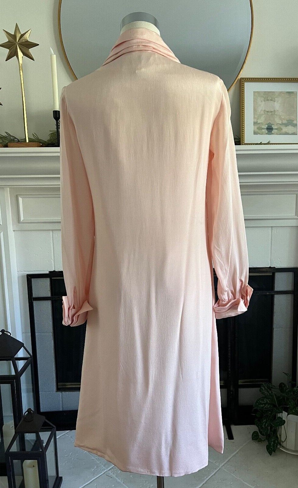 Vtg 60s 70s Travilla Pink Shirt Dress Sz 8 Sheath Lovely Detail