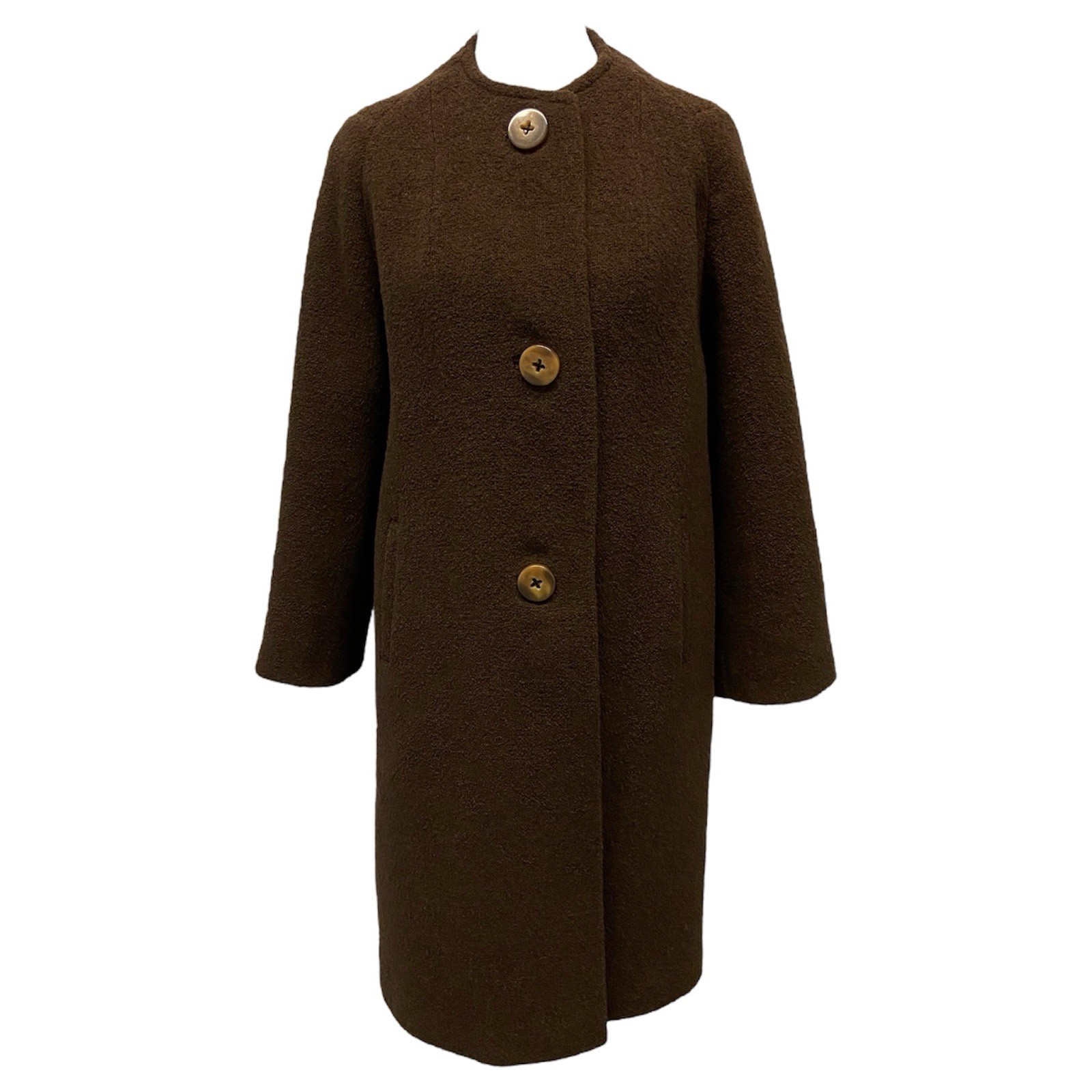VTG 50s Topaz Steven’s Hockanum Chocolate Brown Wool Bouclé Coat Women’s Sz M