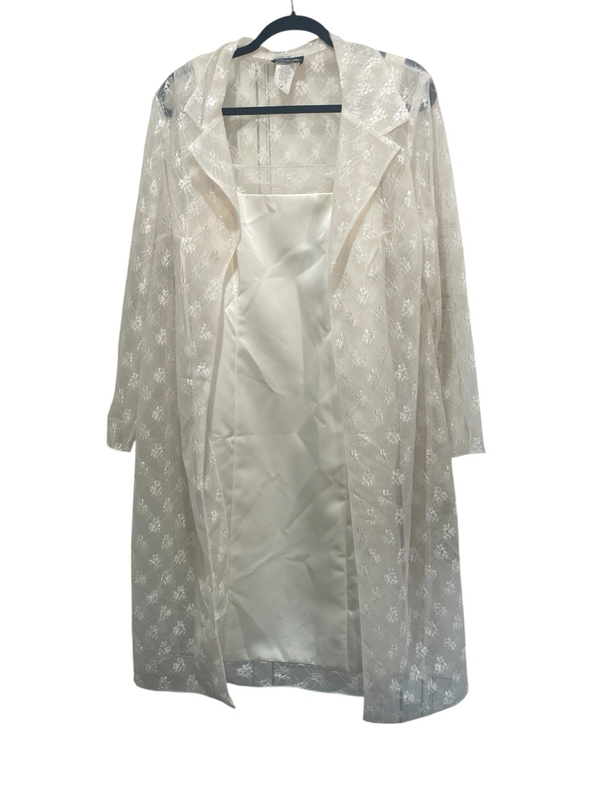 Vintage Onyx Nite By Wendye Chaitin White Ivory Dress & Overcoat Sz 16 NWT