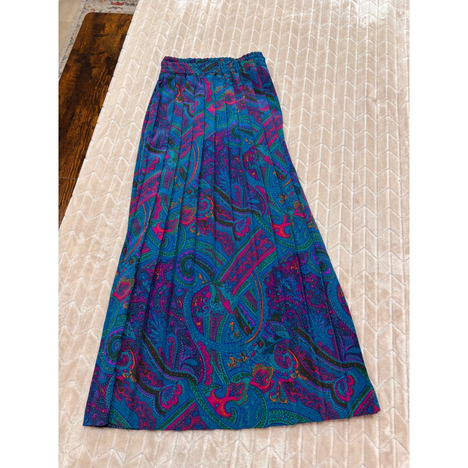 Vtg 80s 90s Alfred Dunner Pleated Midi Skirt 20 Paisley Whimsigoth Jewel Tone