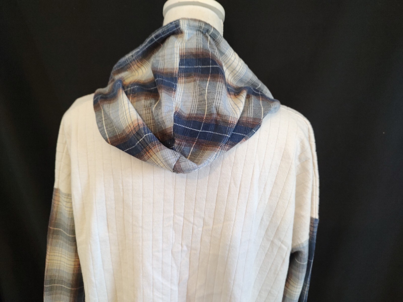 90’s Vintage Hoodie Shirt Grunge Plaid Sleeve USA Status Club Chest Graphic L/XL