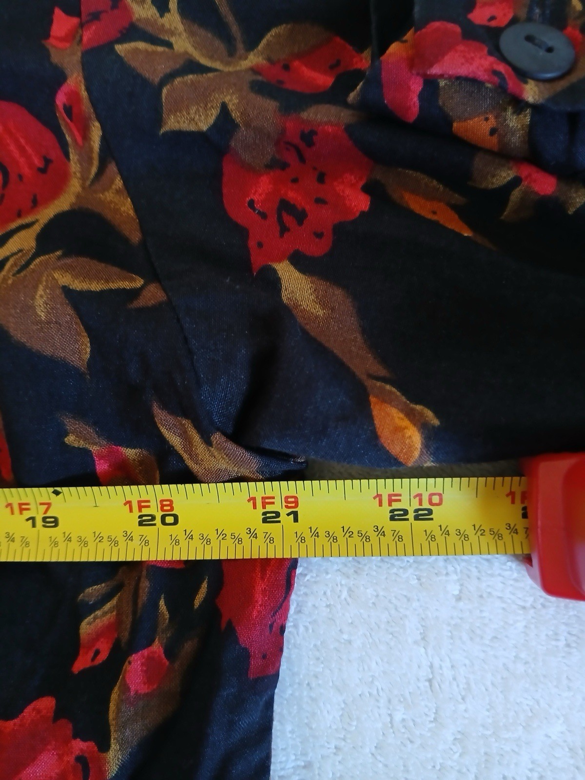 Vtg Judy Knapp 80’s 90’s Floral Long Sleeve Button up Shirt Black Red Orange L
