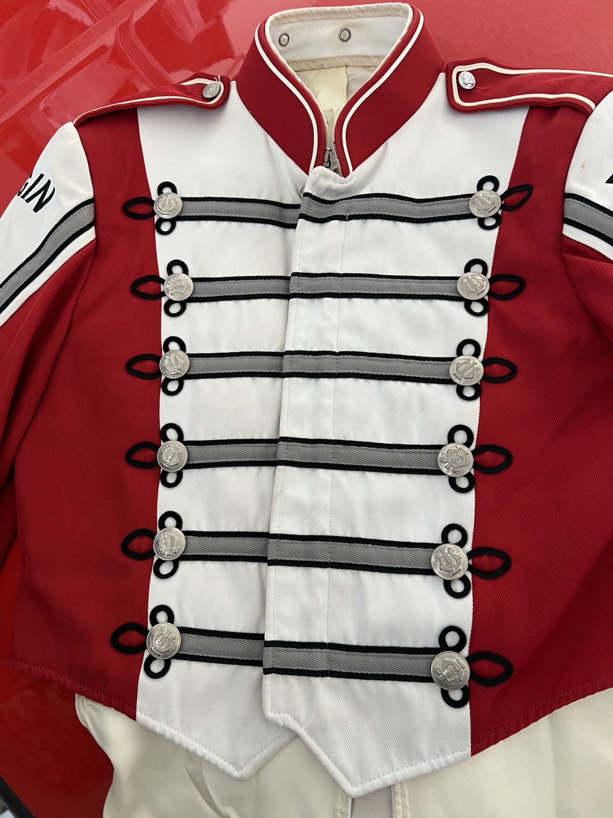 Vintage Stanbury Wool Red And White Military Style Marching Band Jacket 38