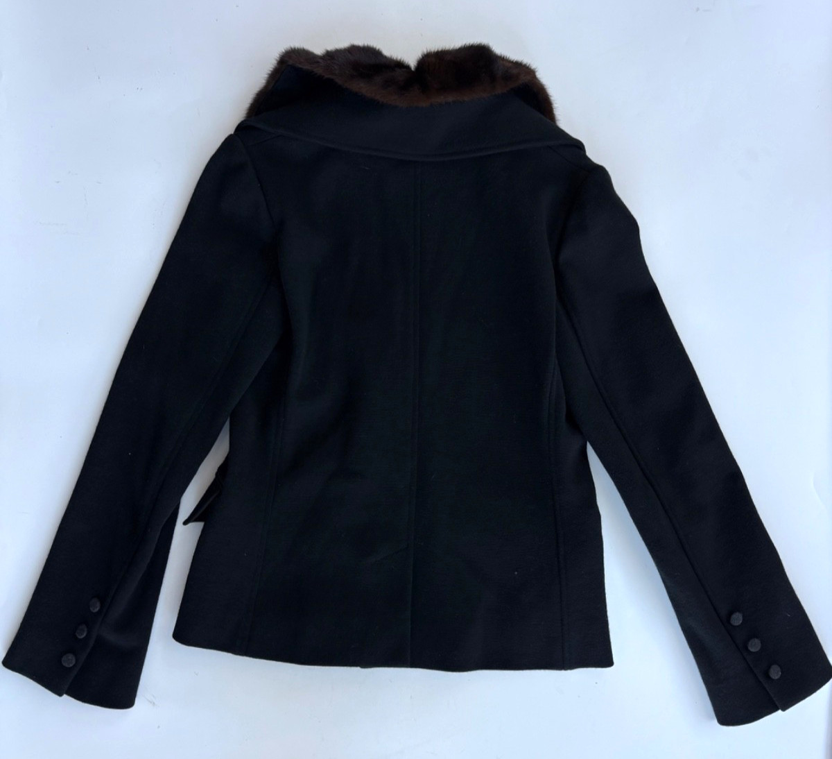 Lanvin Alber Elbaz Hiver 2006 Wool Jacket Detachable Fur Collar FR38 Vintage