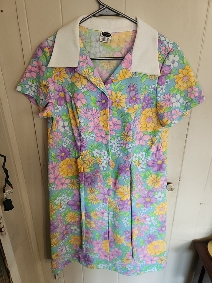 It’s Better Floral Dress Vintage 60s Double Knit