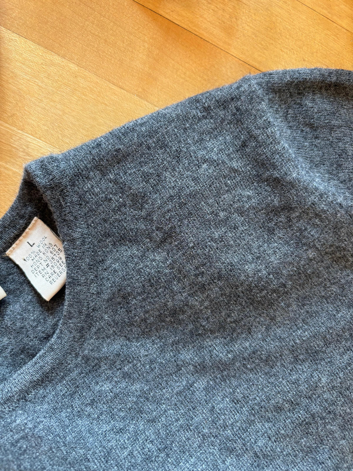 Early 90s Vintage Basic Grey Boxy Knit Sweater T-shirt M L Work Office Top