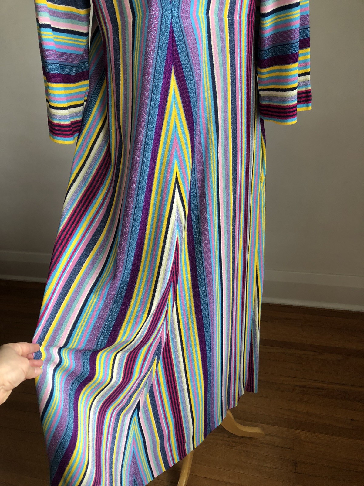 STUNNING VTG NWOT DELA-ANN Loungewear Striped Terrycloth Housedress Caftan M/L