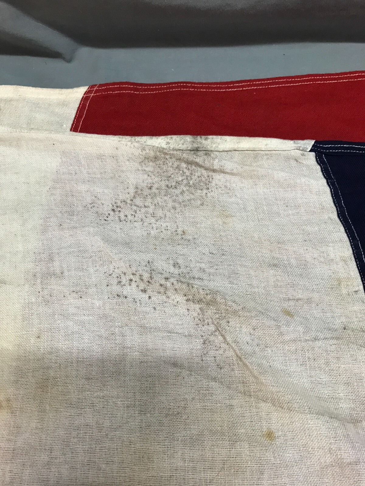 Vintage 90″ 1930s Red White & Blue Nautical Sailboat Old Flag 698-25B