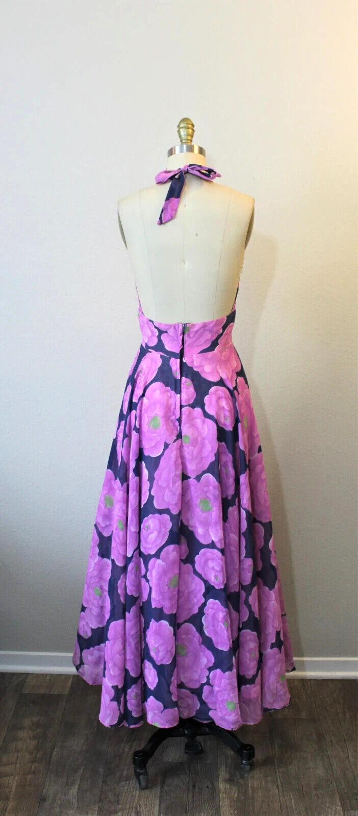 VTG 70’s floral voile halter dress full sweep skirt and matching jacket