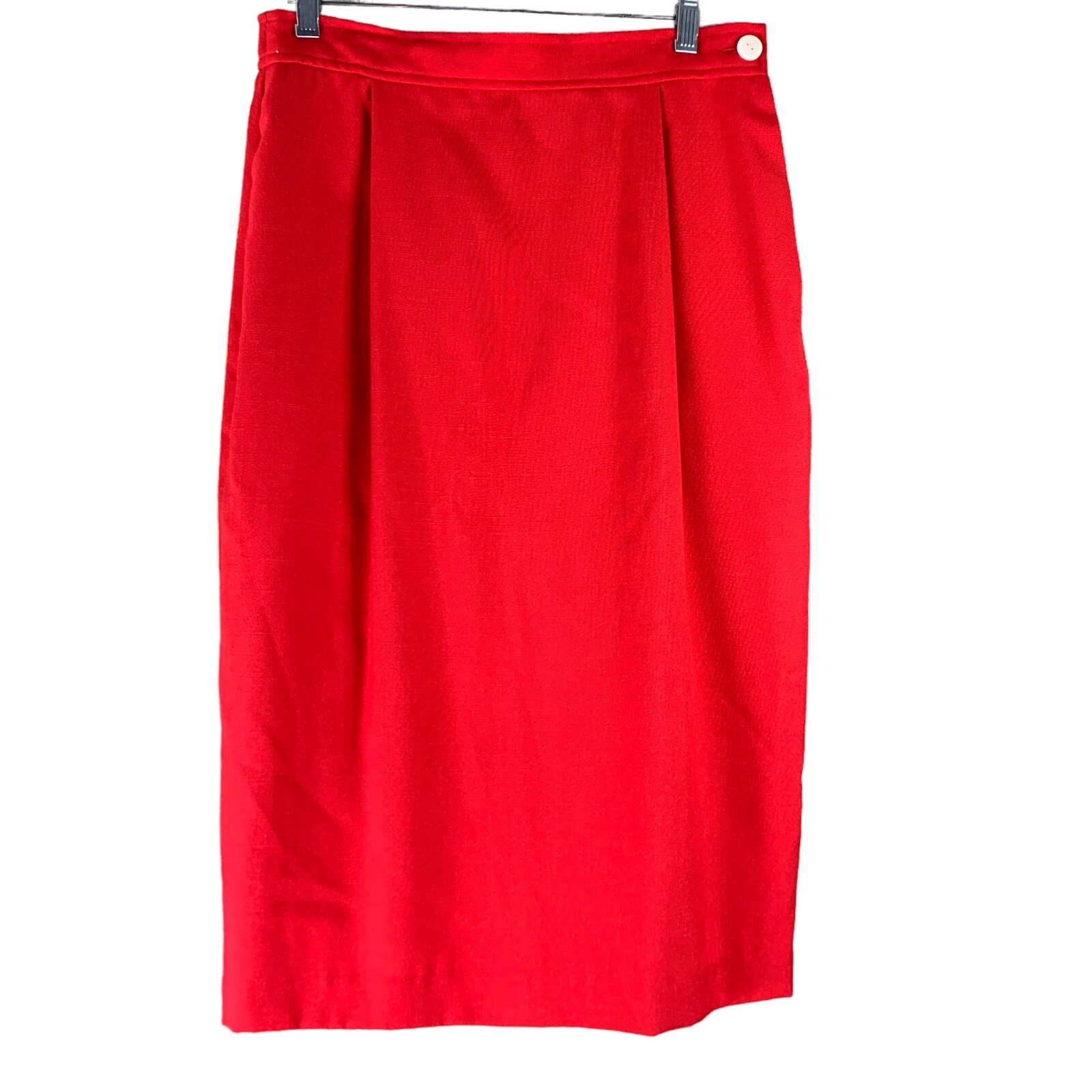 Vintage Pleated Skirt Knee Length Red Ms Chaus Size 10 Pockets Womens
