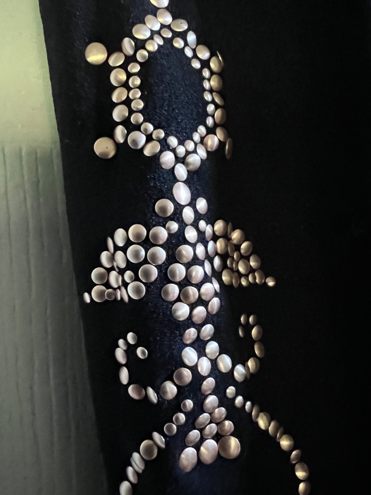 CHANEL 08A VINTAGE COCO CHANEL BLACK BEADED STOCKINGS Gold CC Size S FR34-36-38