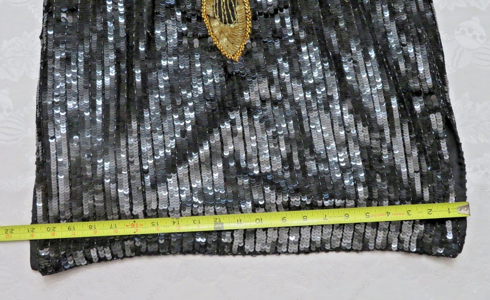 1990’s VTG Vanna White Original Beaded Sequin Dress Size M Gold & Black Beading