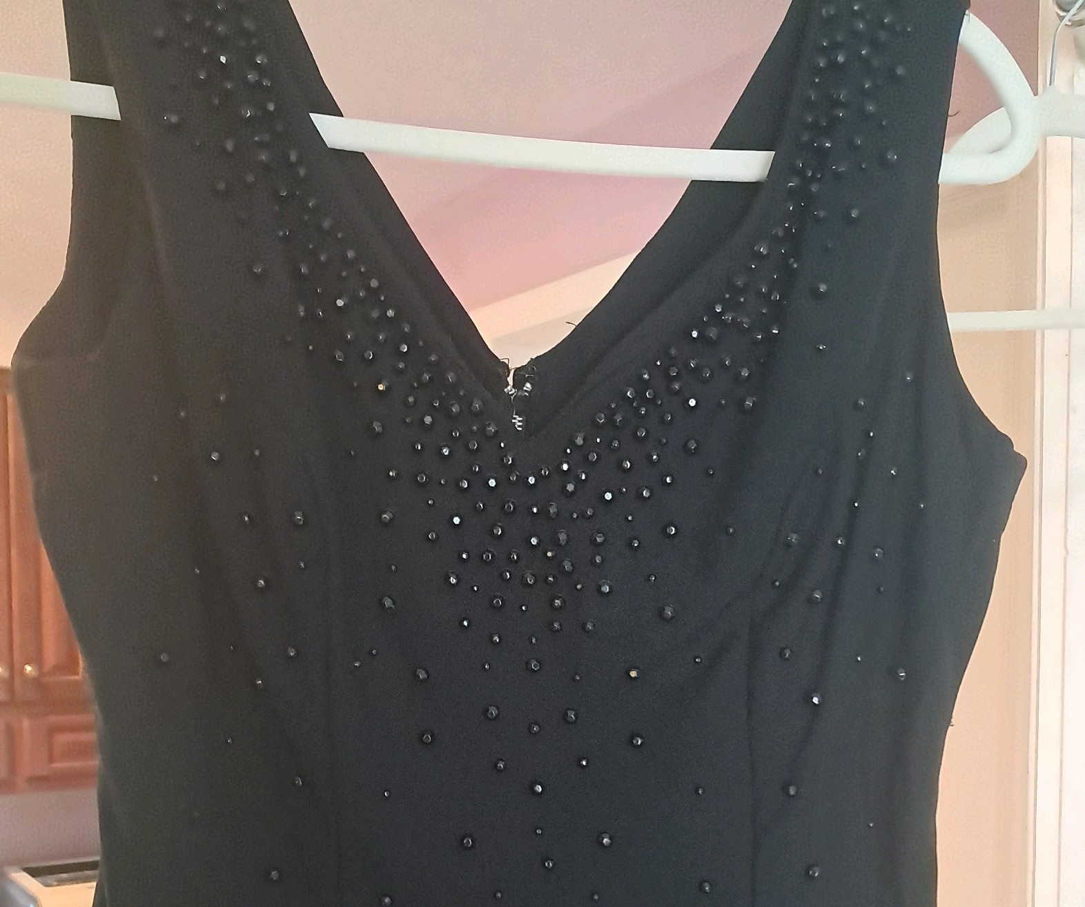 Vtg 50s/60s Elinor Gay Sleeveless Black Dress lined, beaded, classic cocktail