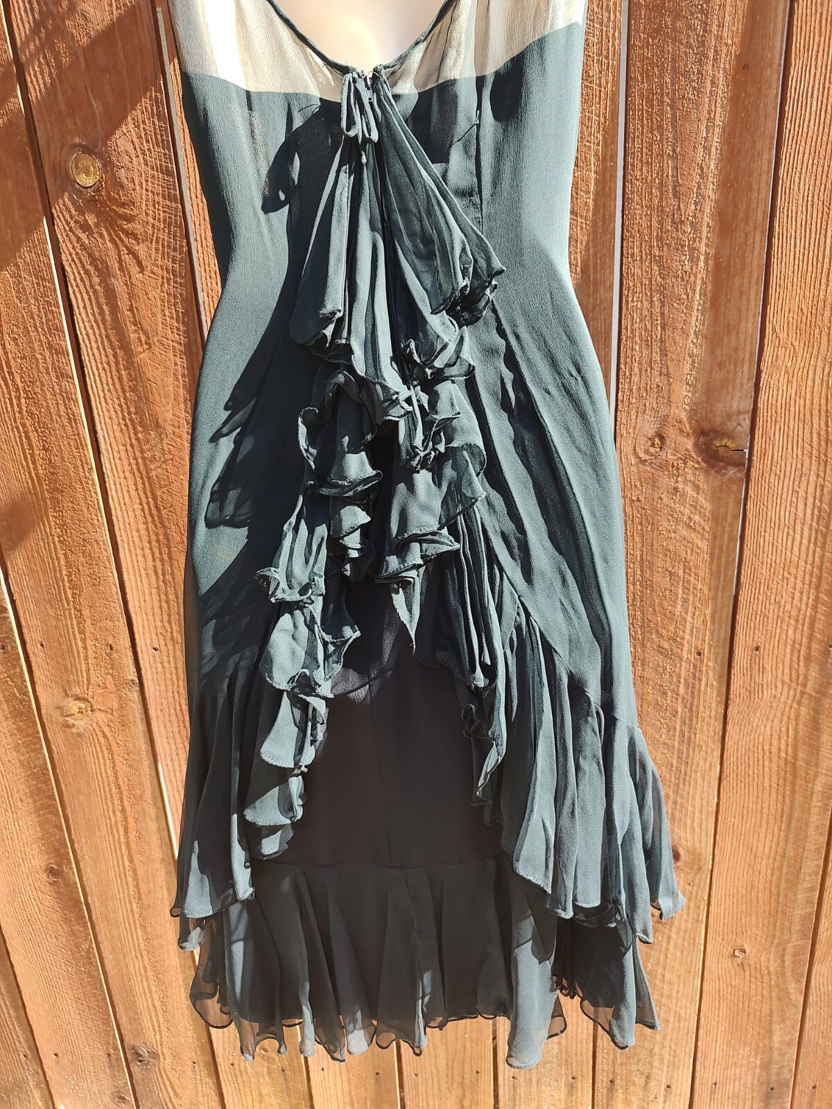 Vintage Silk Chiffon Rayon 40’s 50’s illusion neckline Party Dress Black Sz 11