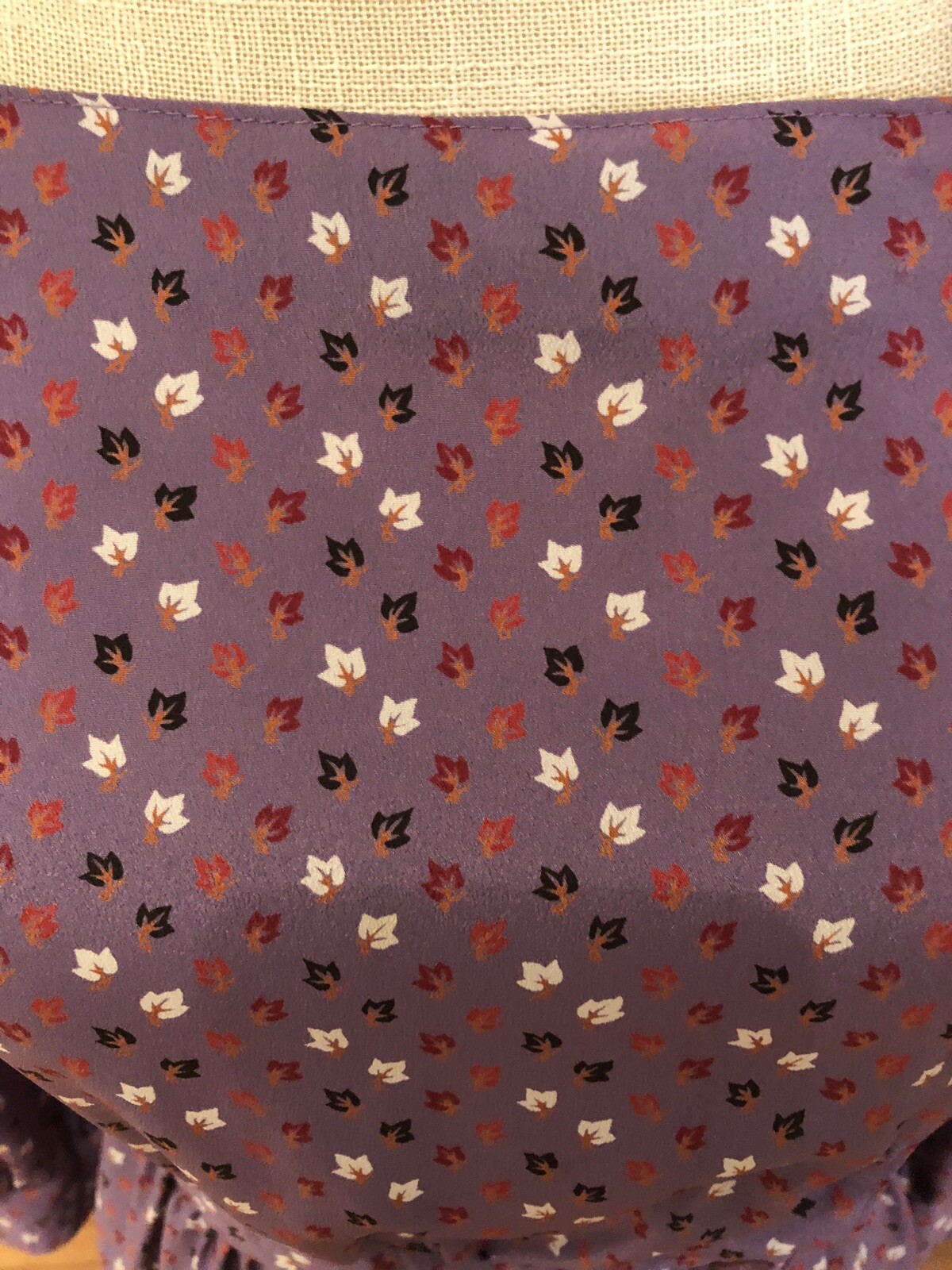 Vintage Murray Meisner Dress Plum Purple Fall Leaf Leaves Design XS Union Made