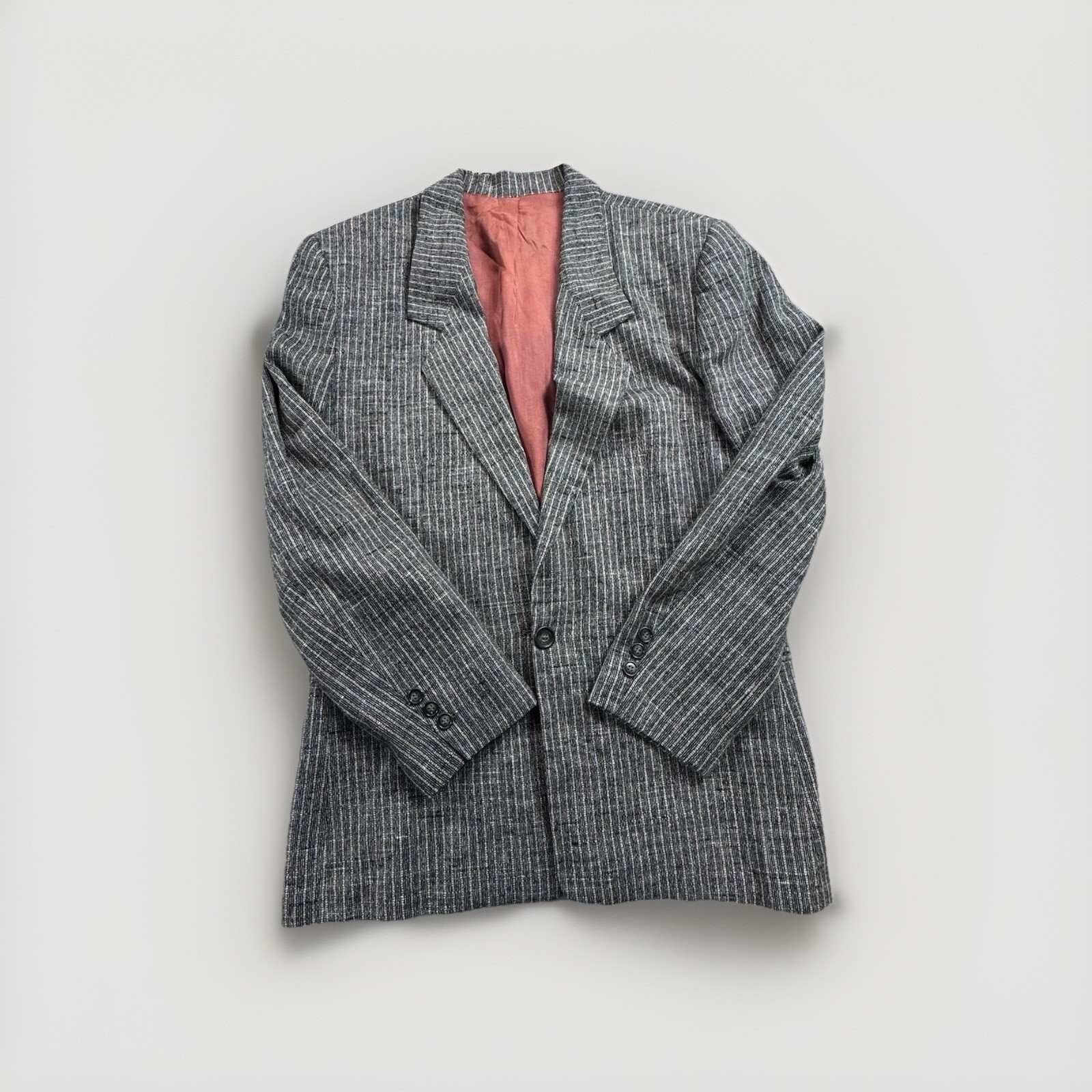 Vintage Mervyn’s Womens Blazer Size 10 Grey with Pastel Blue, Pink, Green