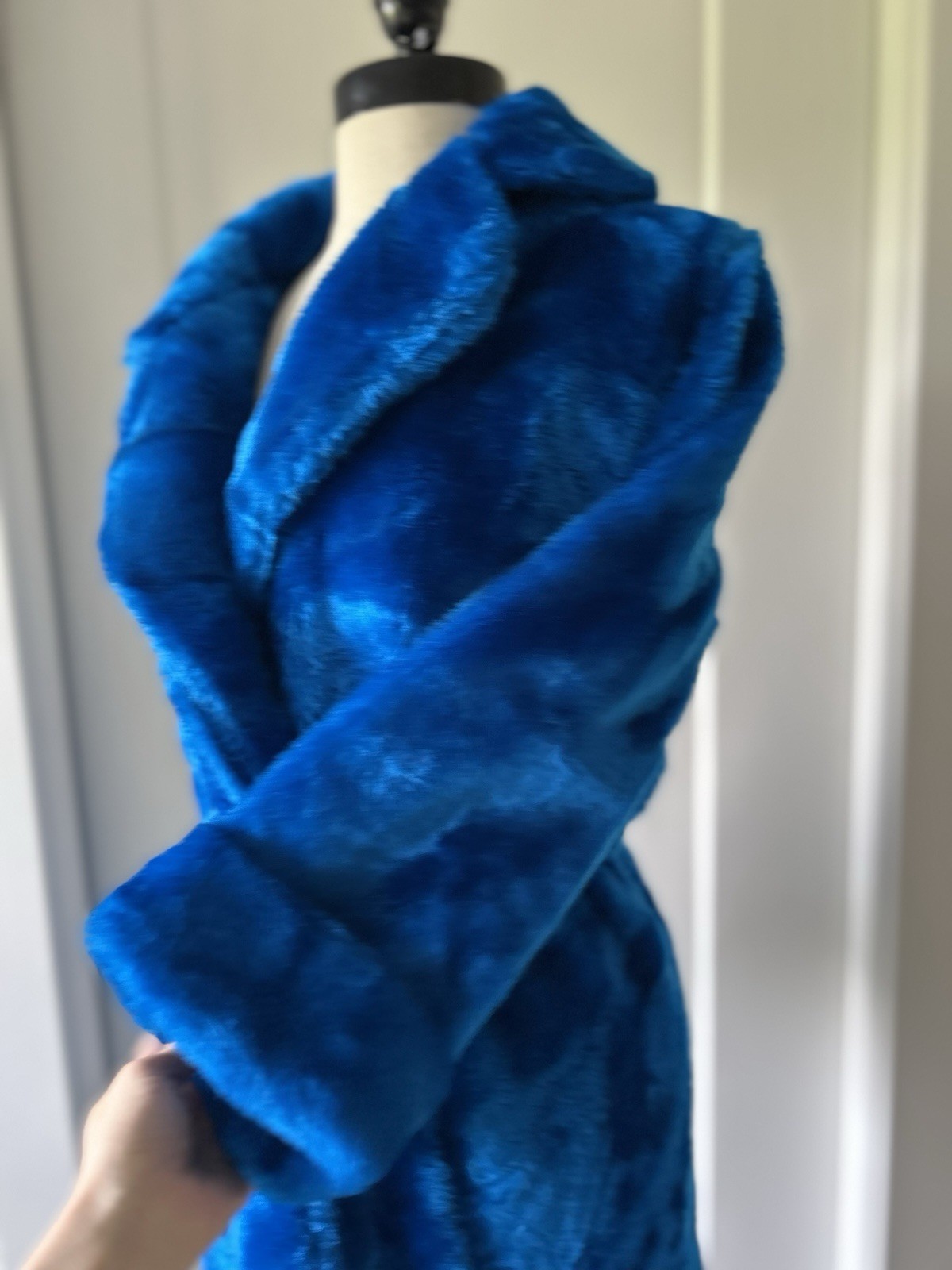 Vintage 1970’s Blue Faux Fur Wrap Robe Mod Gogo Glam