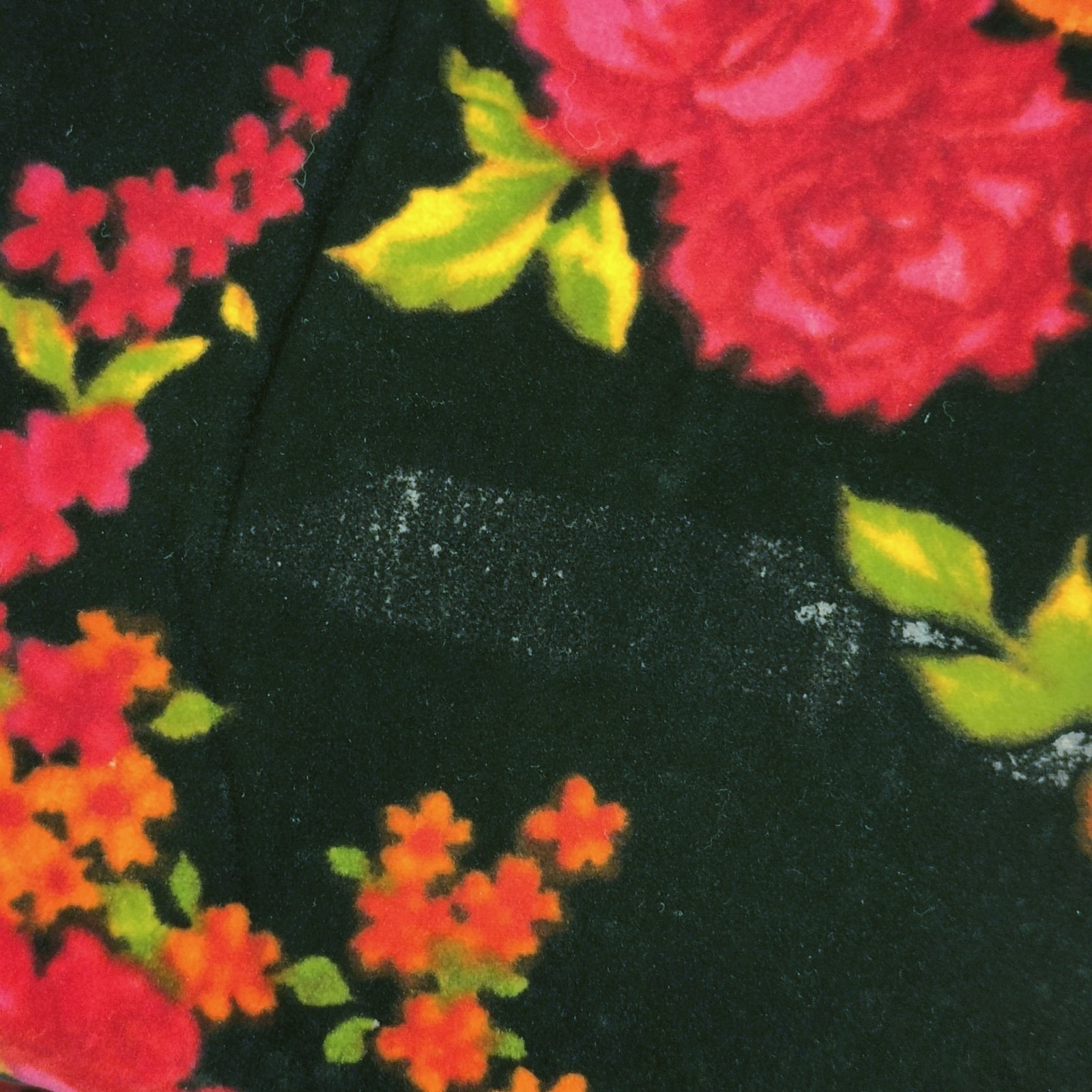 Vintage Black Velvet Vibrant Floral Dress Romantic Victorian Gothic 1950s