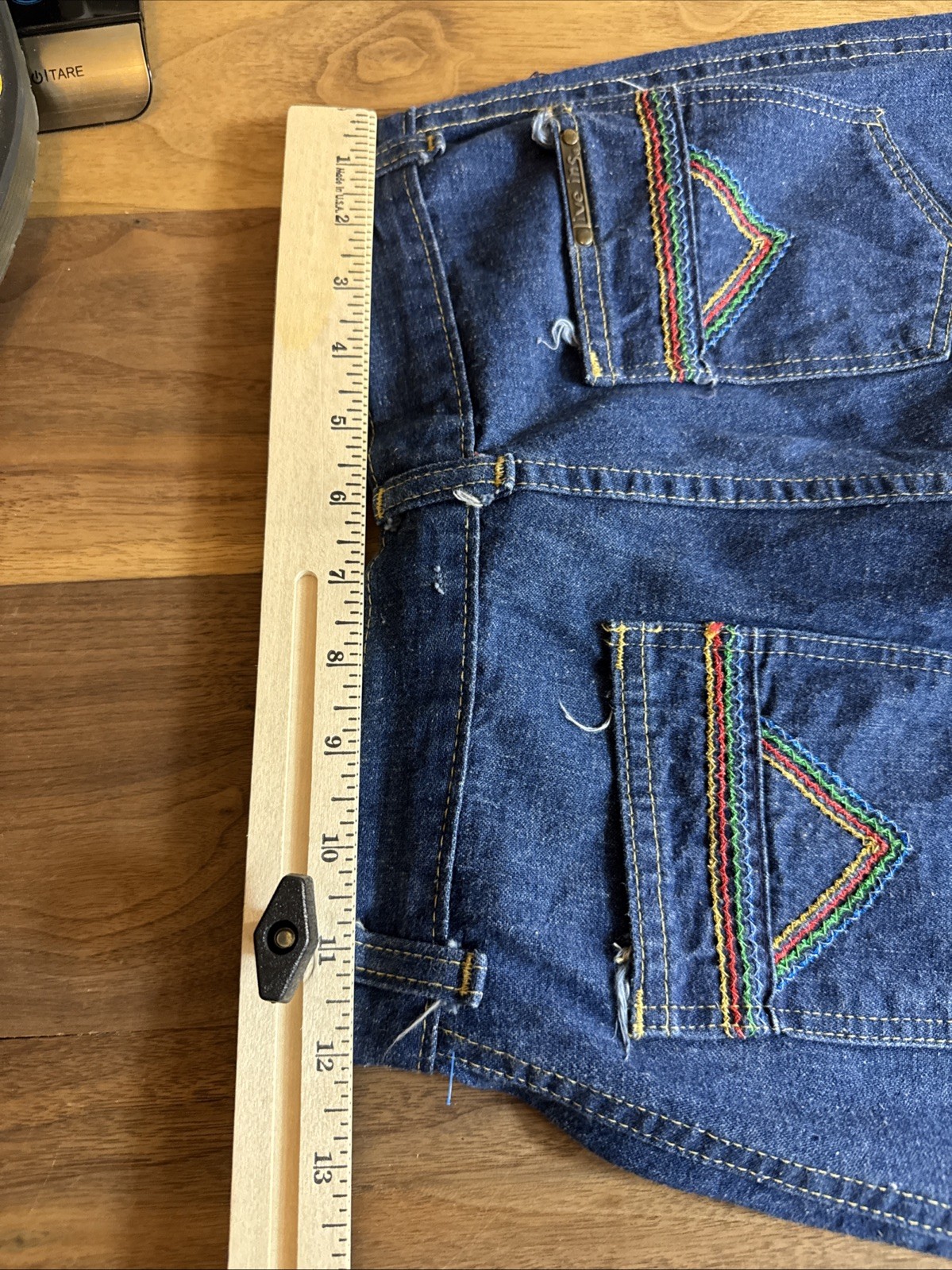 Vintage 70s Live Ins Sz 9 – 24 X 32.5 Embroidered Wide Leg Denim Jeans USA Chic