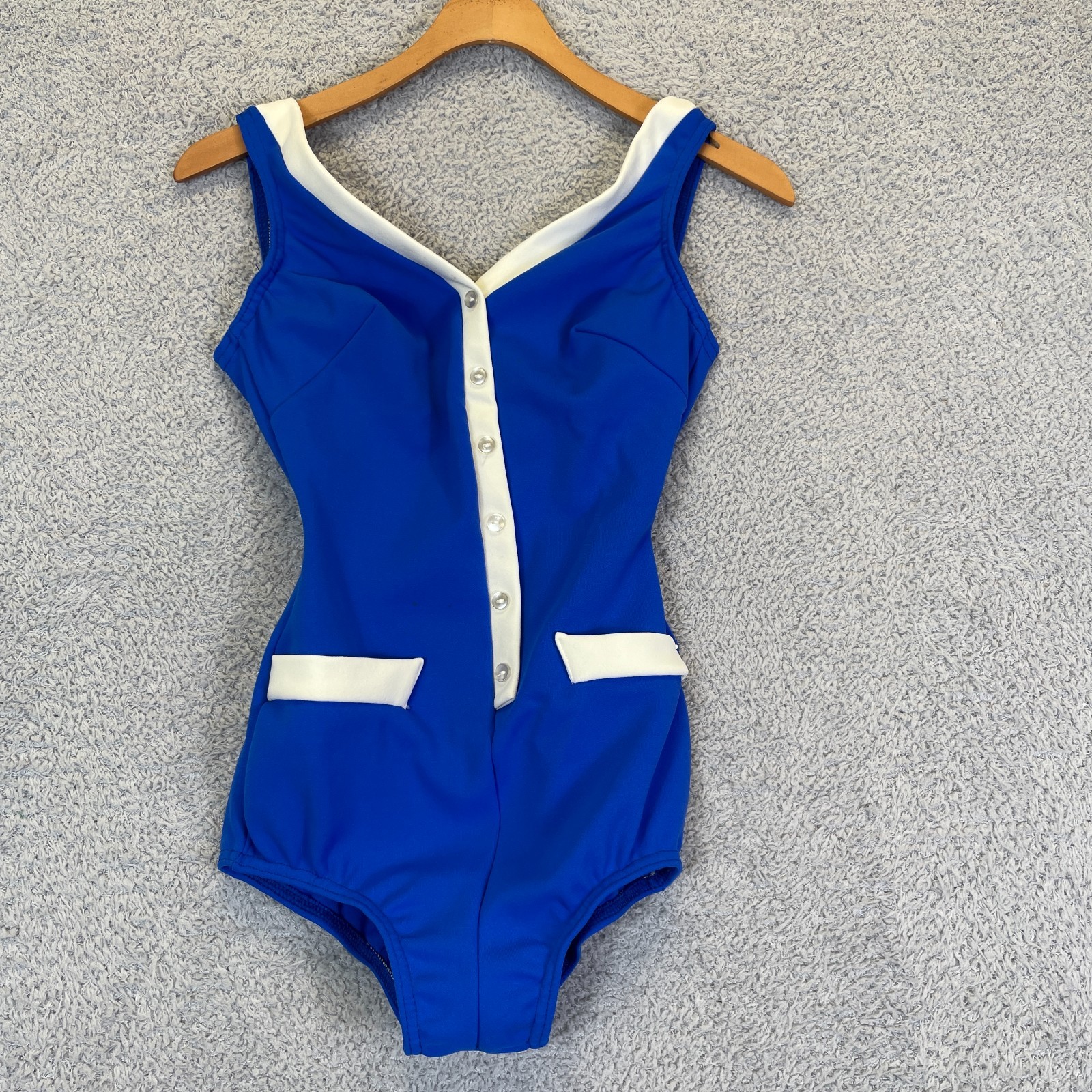 Vintage 60s Retro Nautical Swimsuit Mod One Piece Pin-Up Bombshell Bathing Suit