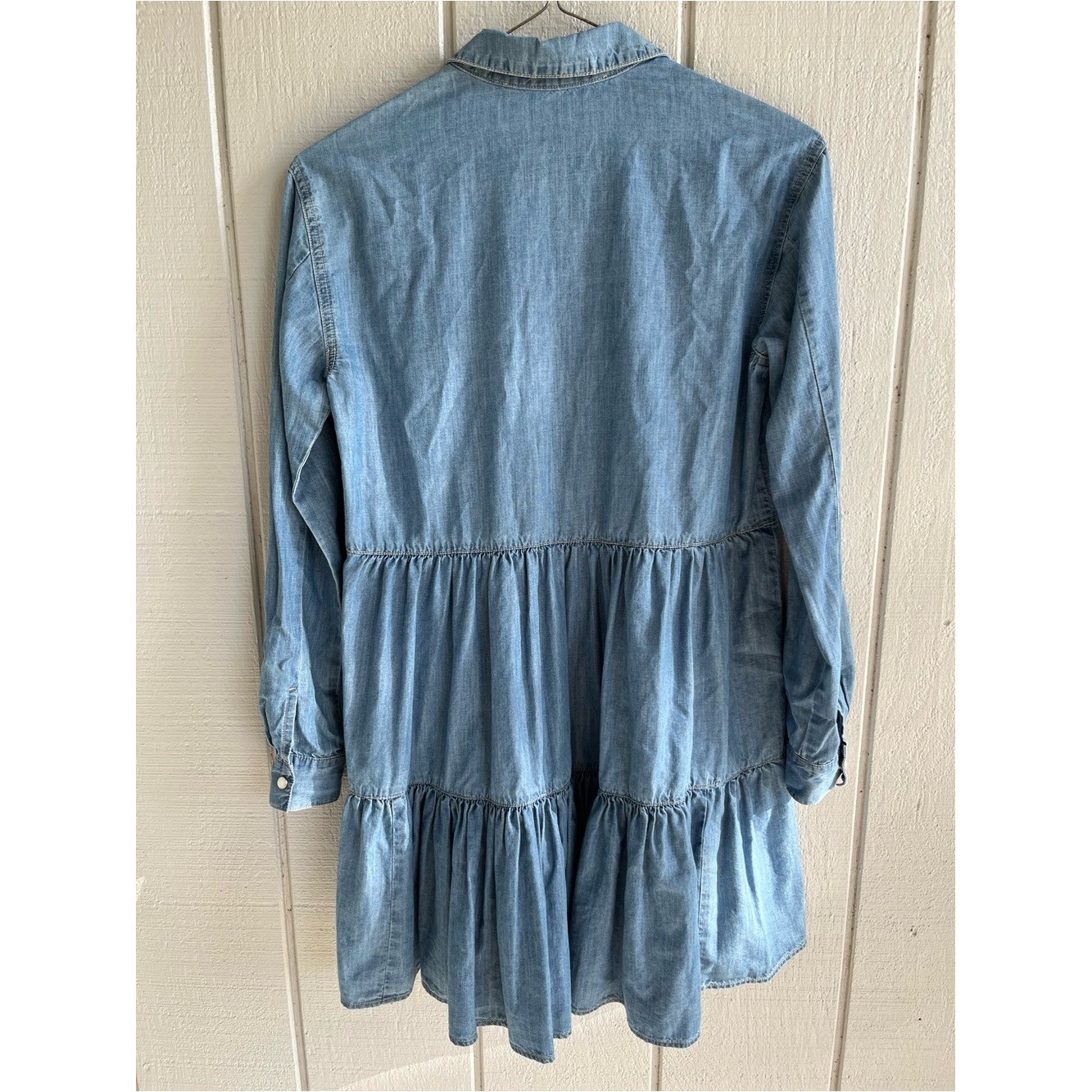 Veronica Beard Chambray Long Sleeve Ruffle Mini Dress Atari Size 0
