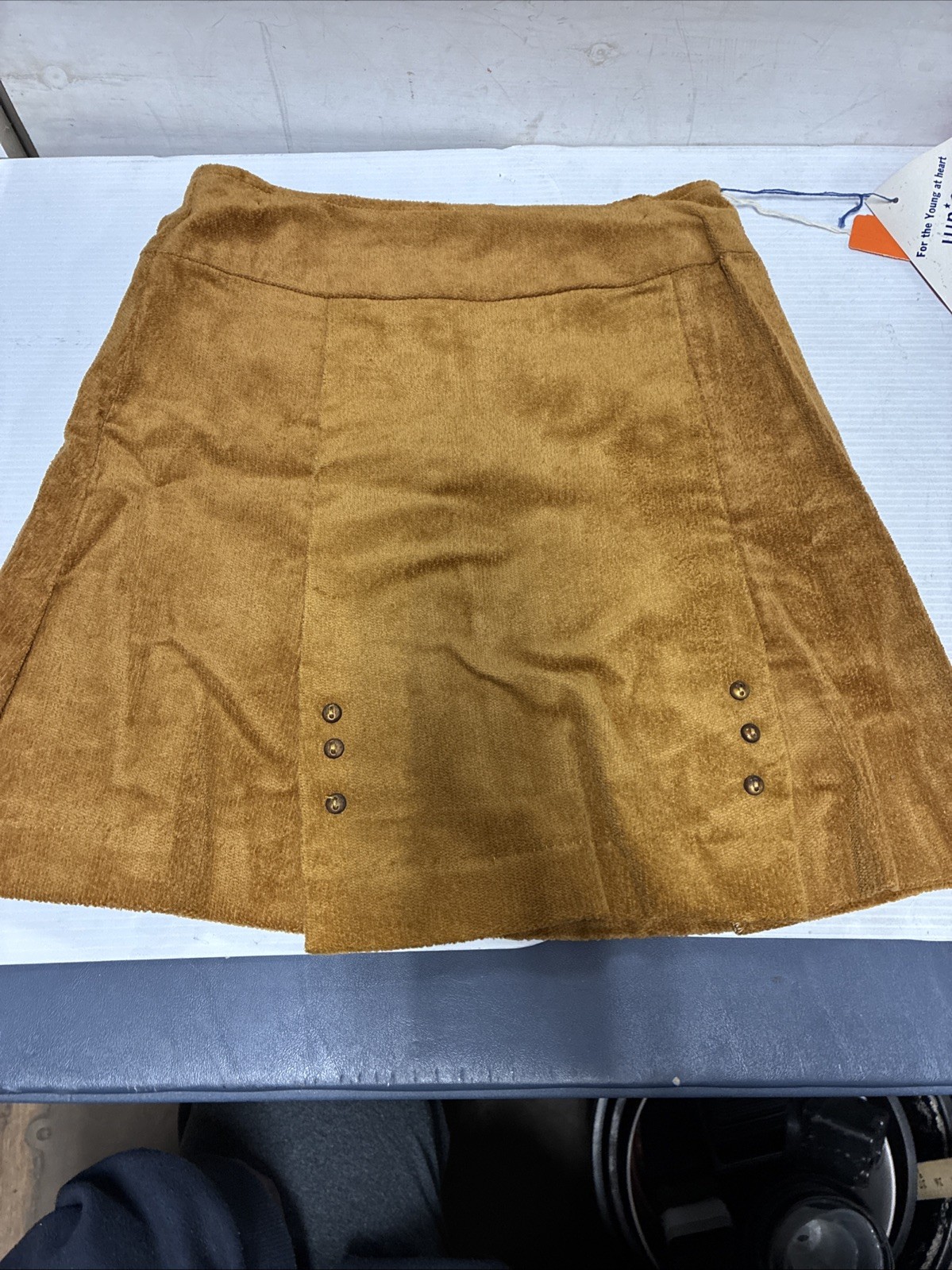 Vintage 50s Juniors by Vassar Brown Mini Skirt Cotton Size 7 – NWT