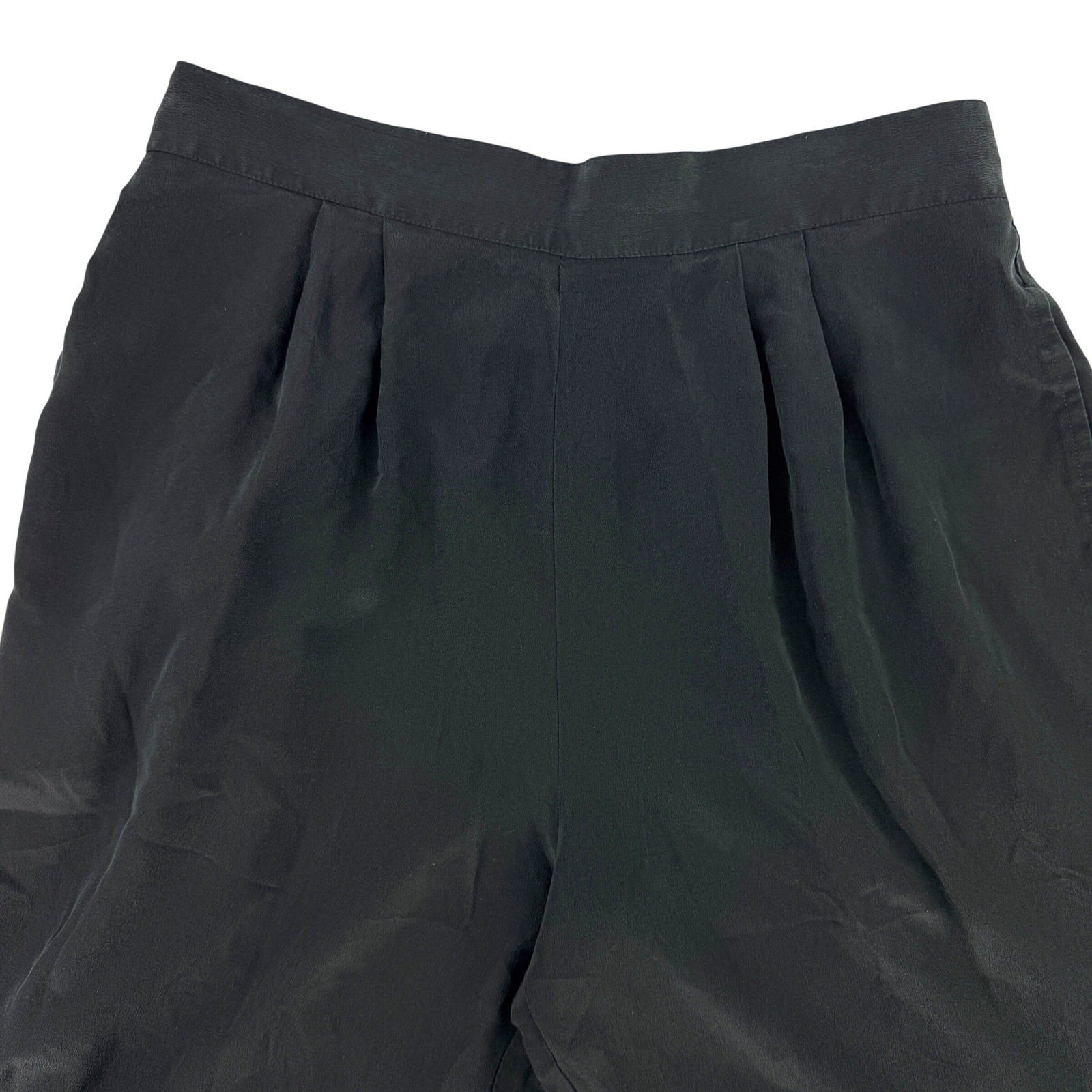 VTG I.B. Diffusion Women 12 Black Silk Pleated High Waist Tapered Trouser Pants