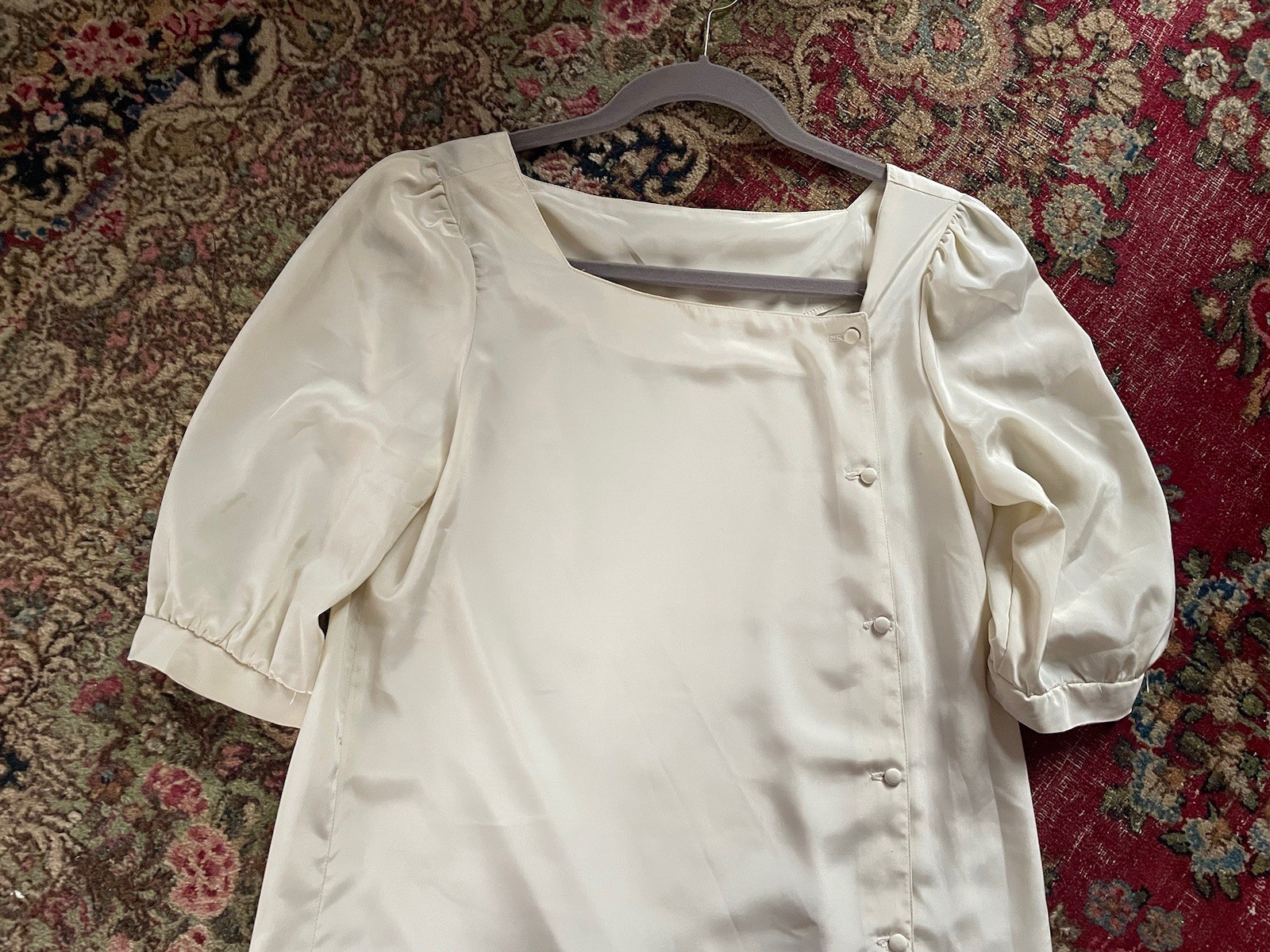Vintage ‘80s ‘90s Eloquence Paul Harris Ivory Silky Dress Minimalist Ladies M