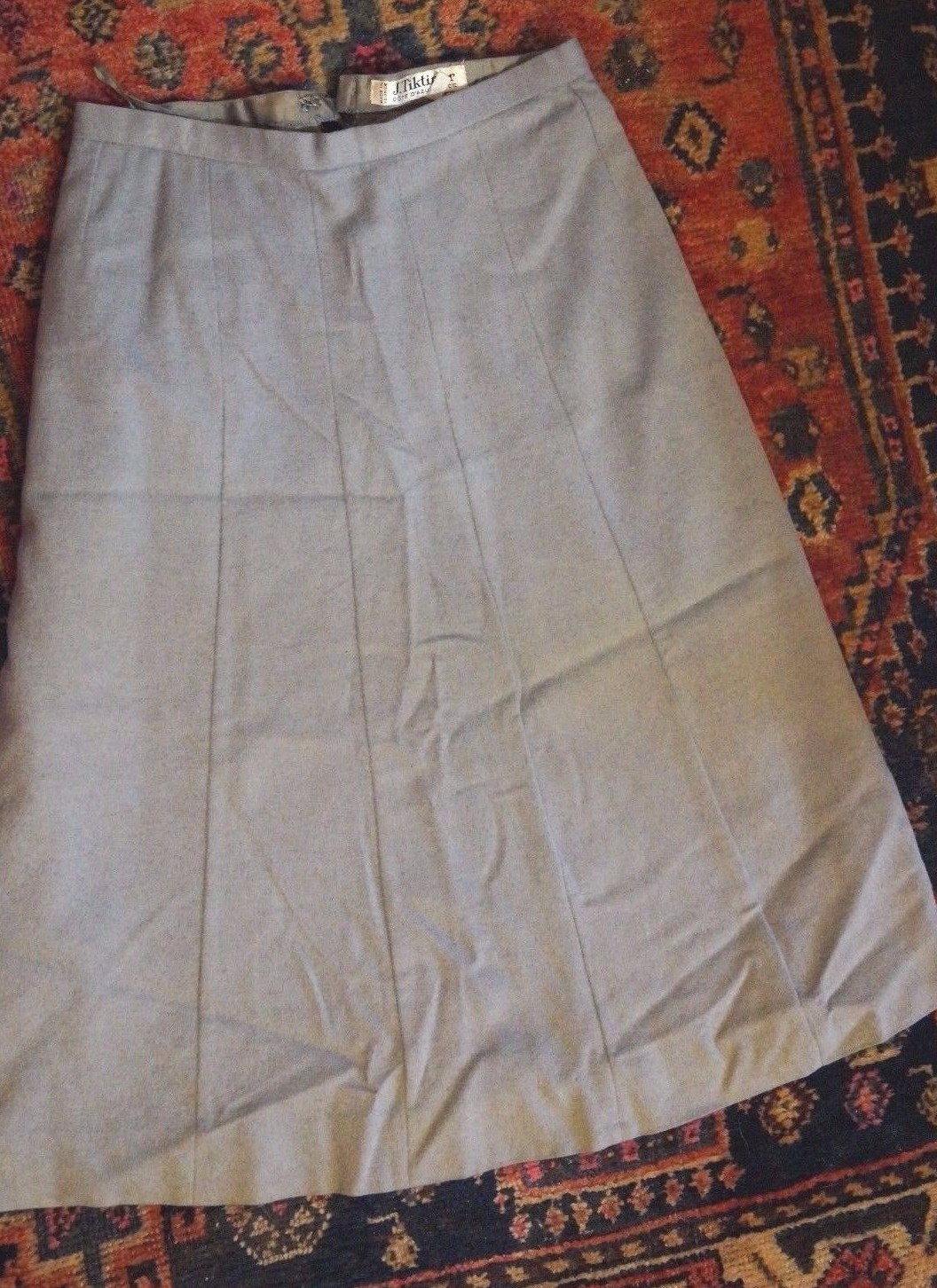 J. TIKTINER SKIRT Cote D’Azur, France Women’s VINTAGE 1970s Size 44/12 Wool