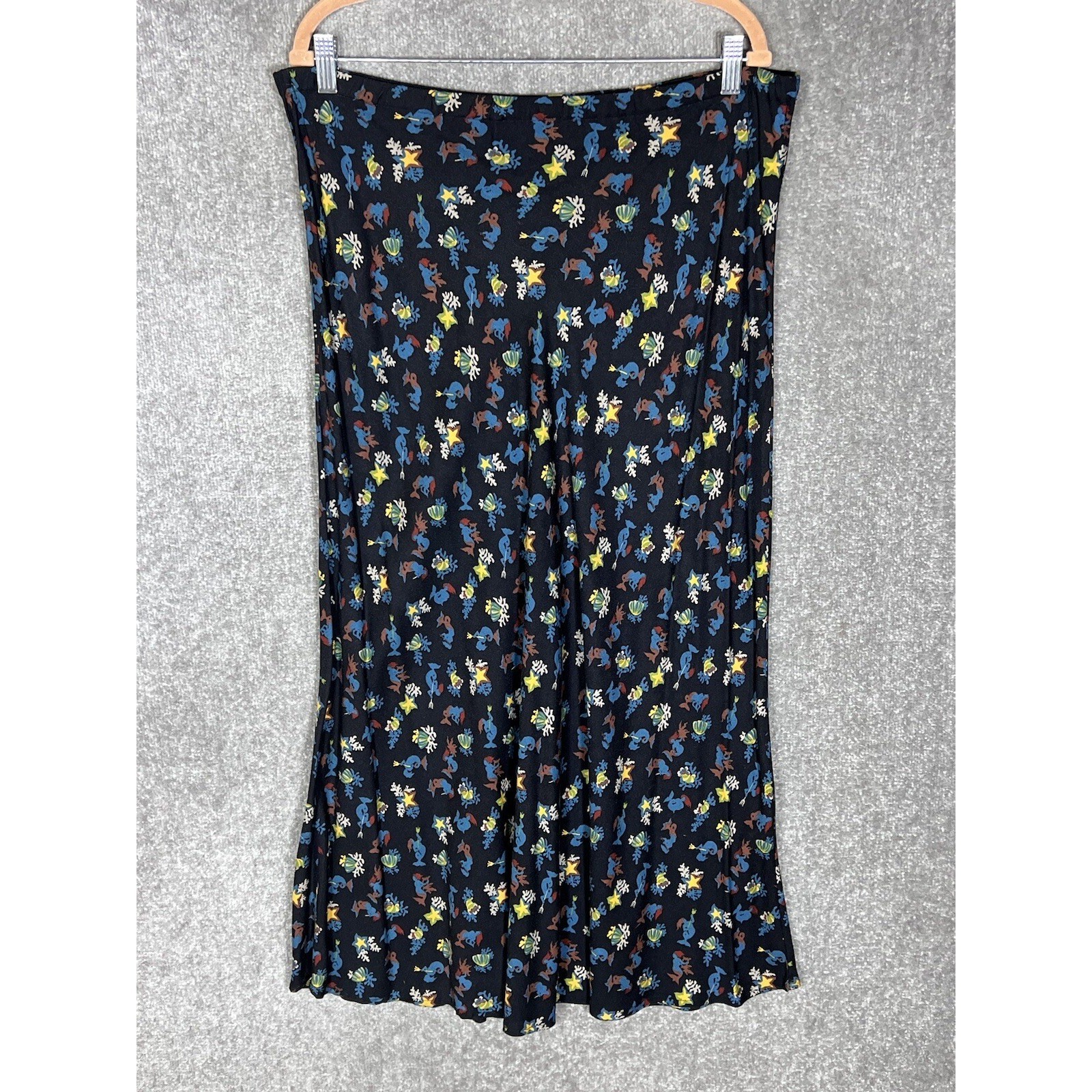 Vintage Chicos Mermaid Coral Print Pull On Maxi Skirt Womens Size 1 US Size 8