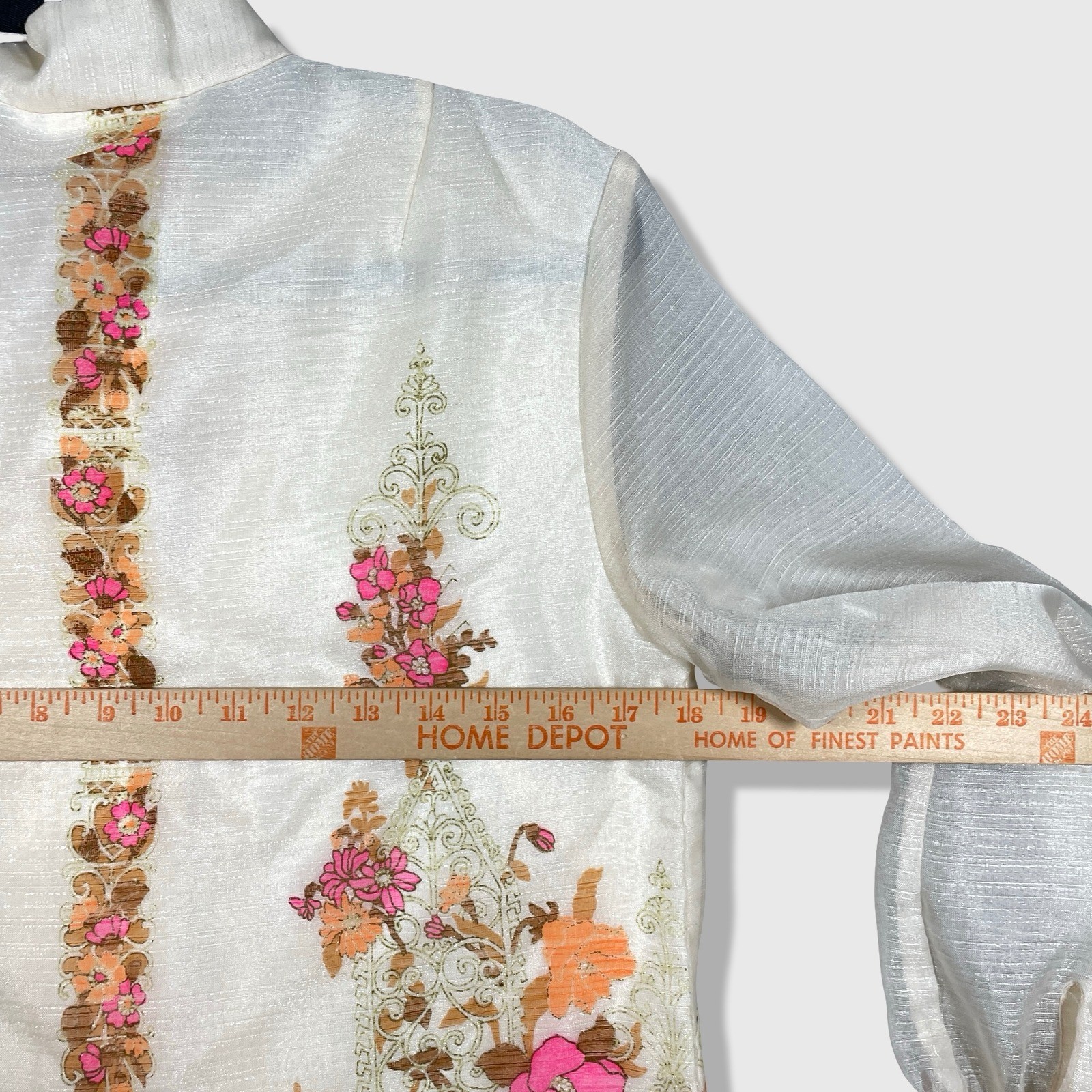 Alfred Shaheen Dress Womens M Cream Pink Orange Floral Vintage 60s Mod Boho