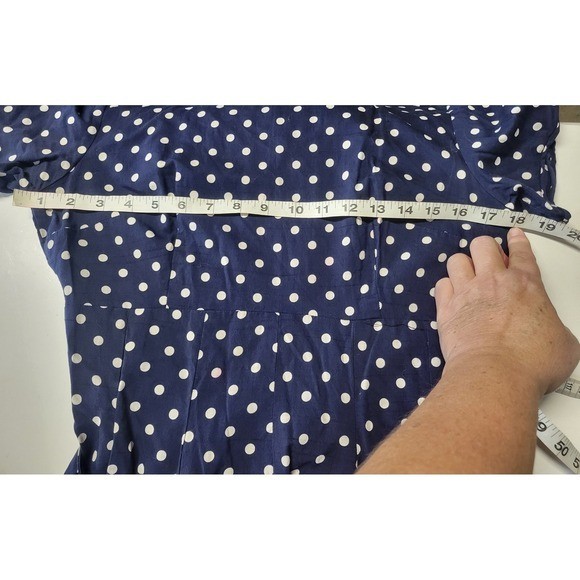 Vtg Homemade 70s Sailor Nautical poke a dot Dress small See Measurements