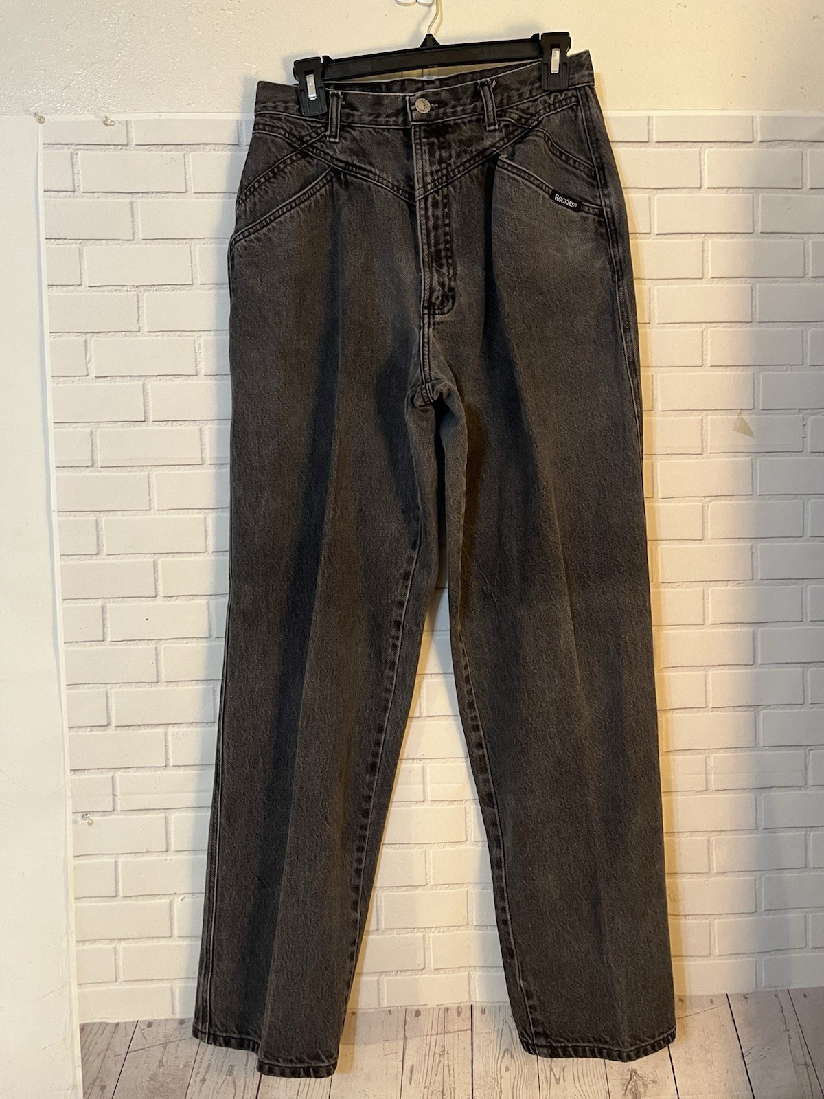Rocky Mountain Jeans Rockies Black Western Mom Jeans Sz 33/15 Inseam 32” Rise 12
