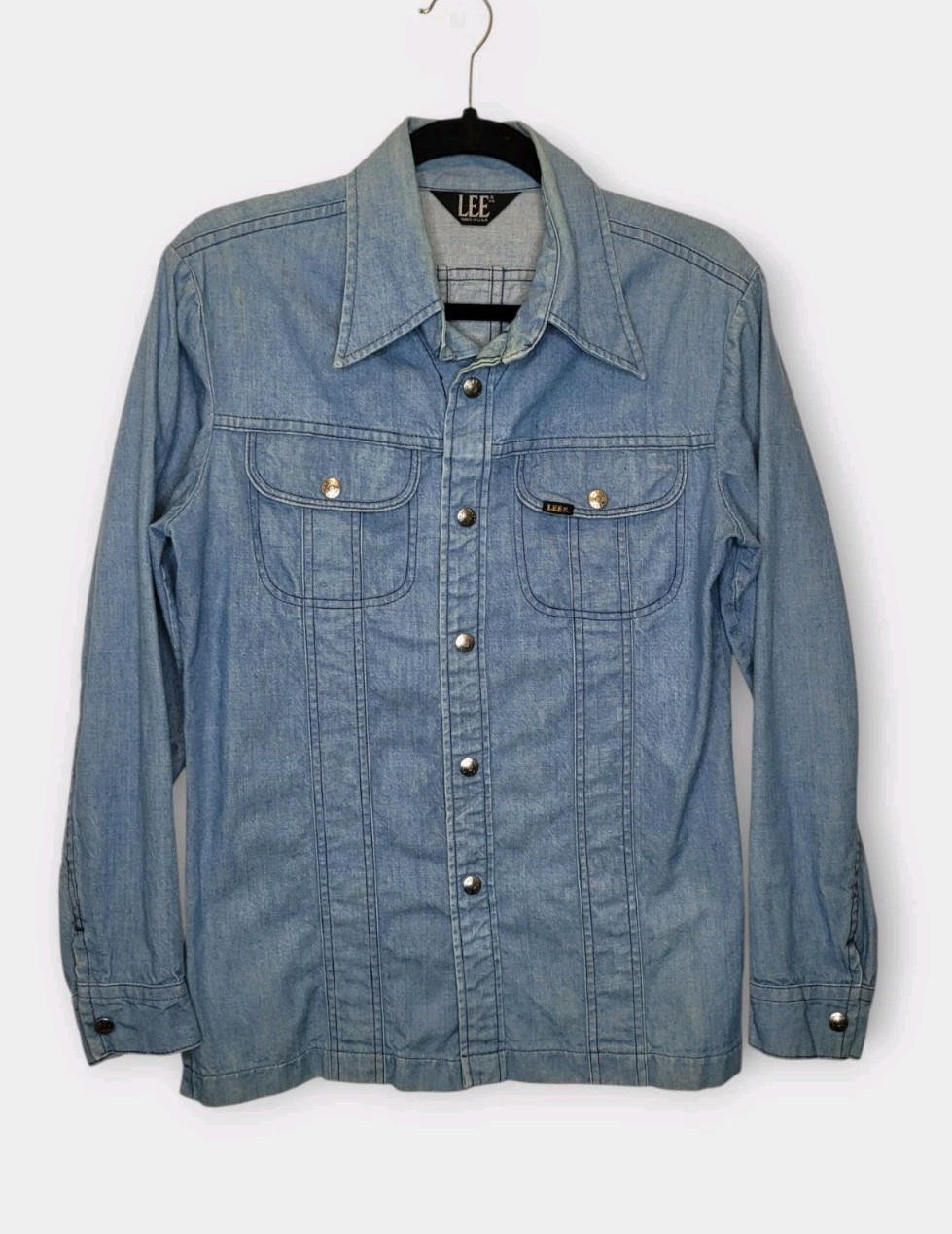 Vtg 70s Lee Womens Denim Workwear Jacket S/M Blue Chore Made In USA