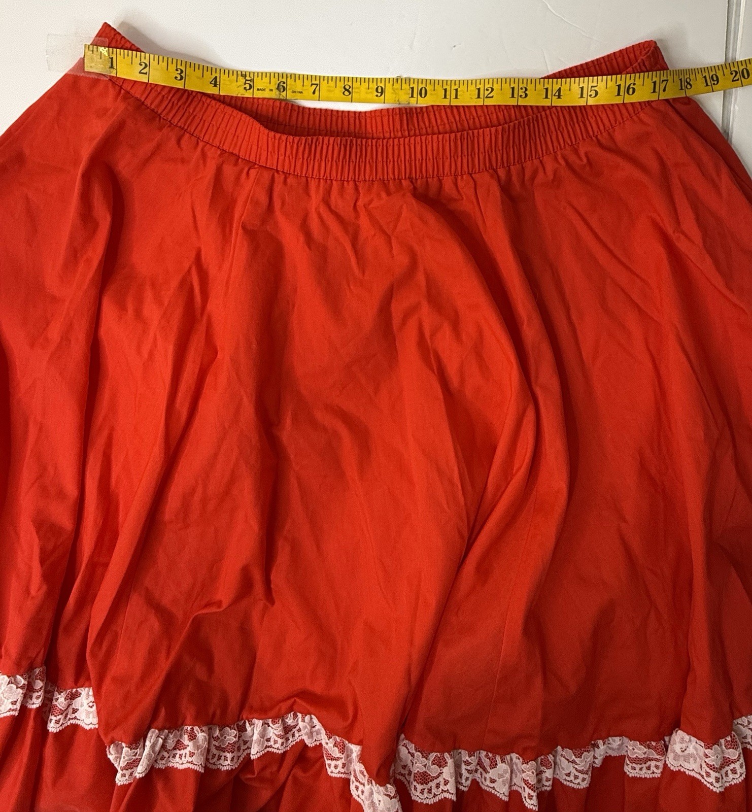 Vintage Partners Please! Squaredancing Skirt Red Size L Folklore 60s Retro New