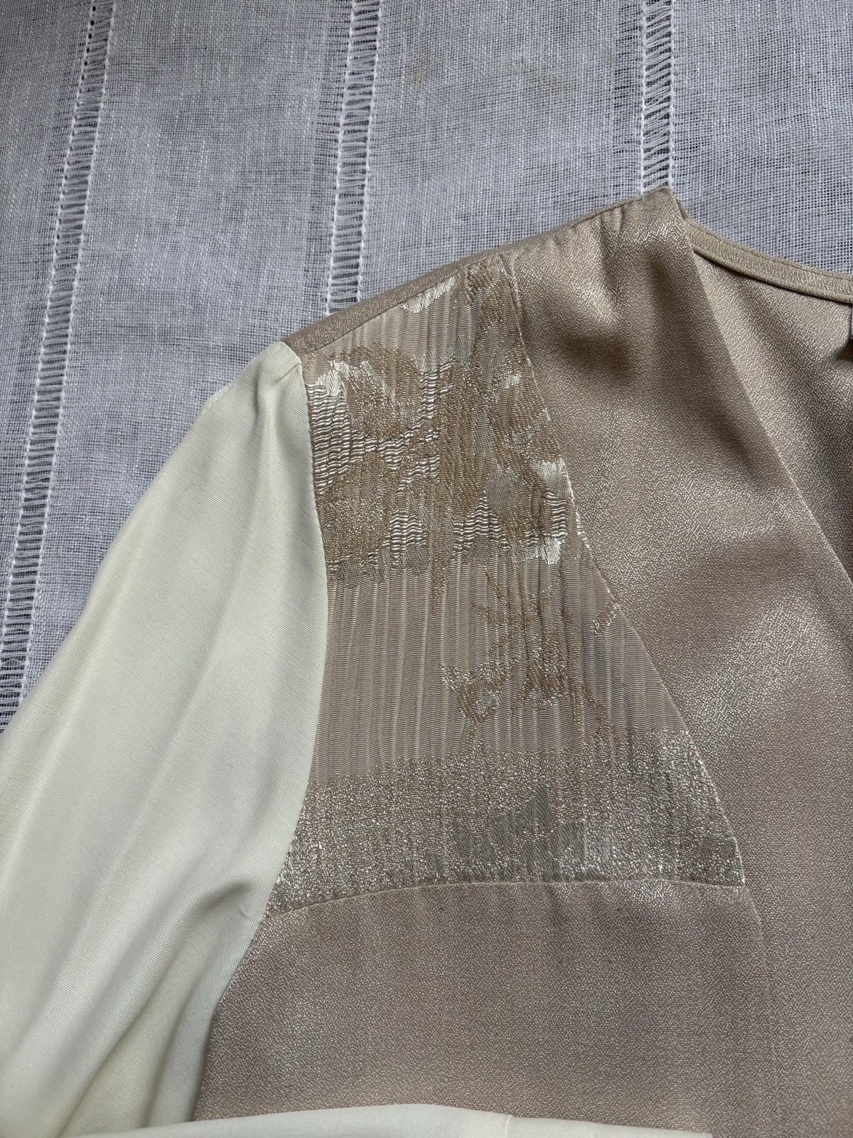 Vintage Just For Petites Beige and Cream Blouse/Vest Combination