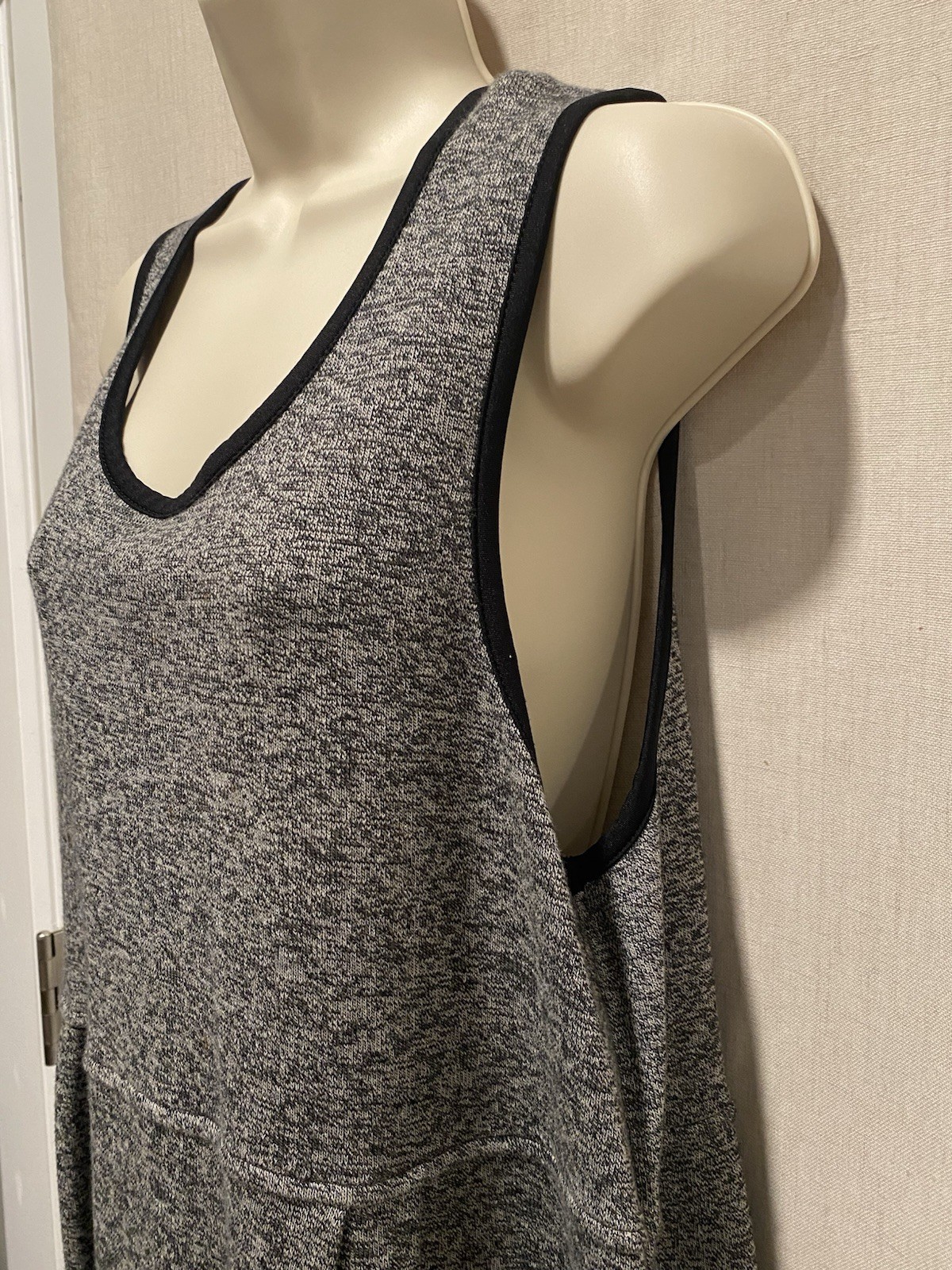 Vintage 1980s FADS Women’s Size: Petite Large Tank Dress Black & Gray Knit Boho
