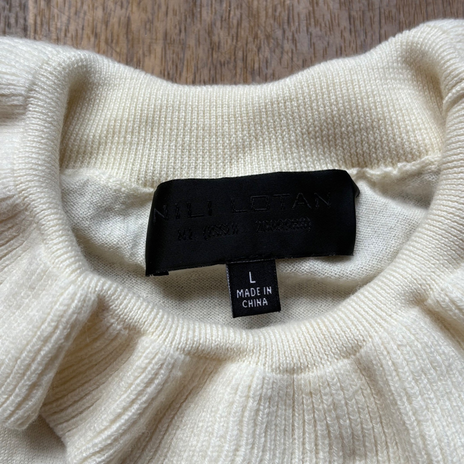 VTG Womens Luxury Designer Nili Lotan 100% Wool Ruffle Collar Pullover Sweater