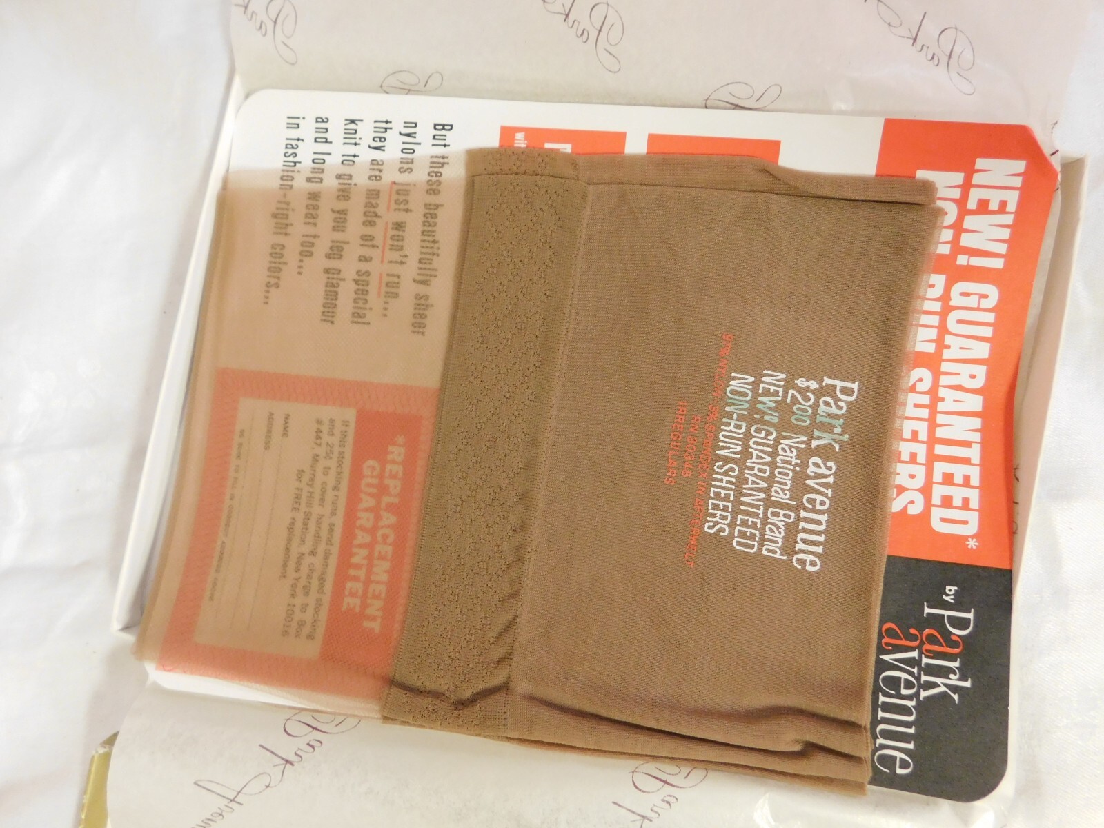 Vintage 2 Pr. PARK AVENUE Rose Taupe Stockings Size 9 1/2 New in Box