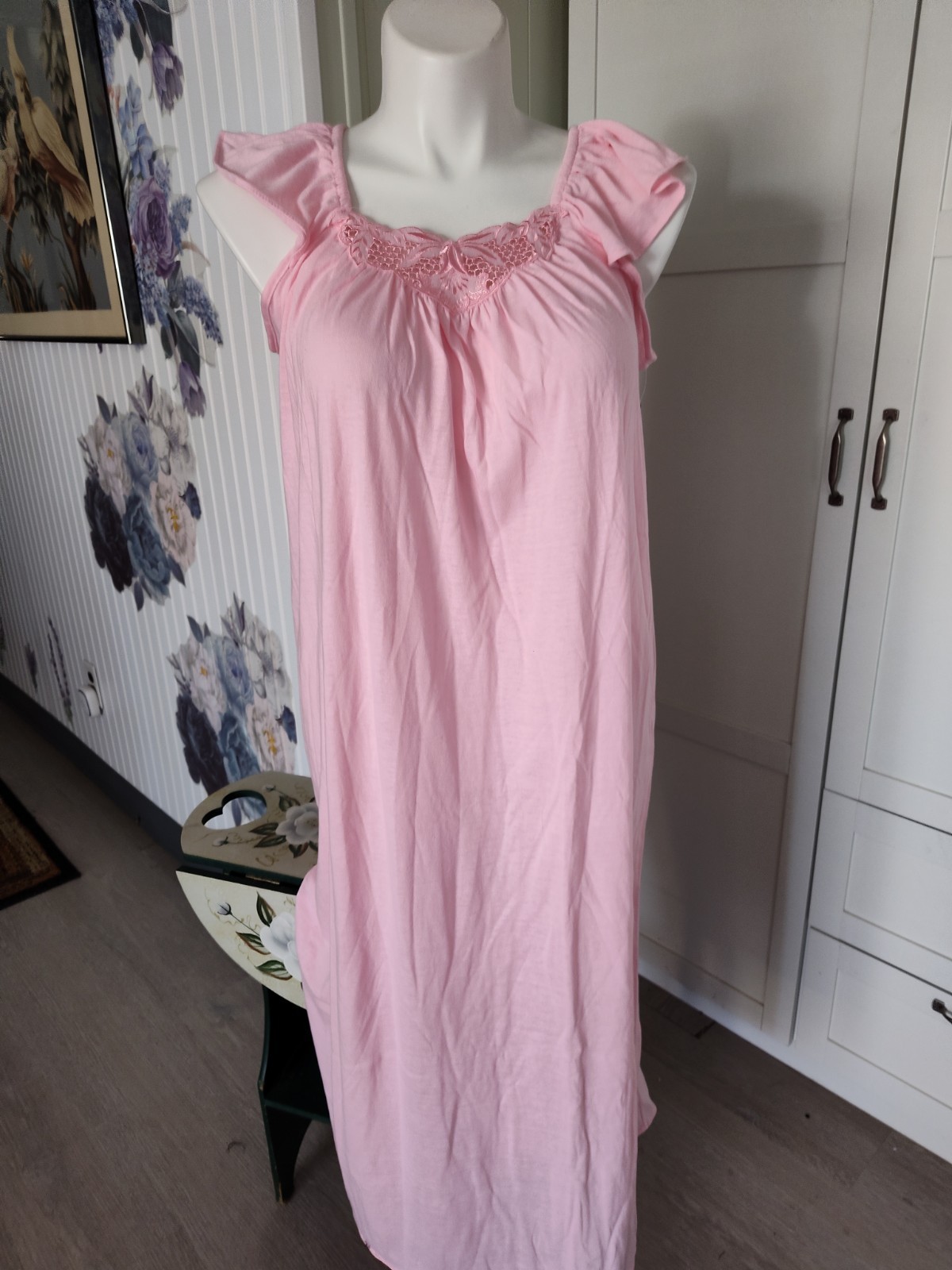 Original Katz Vtg Nightgown 1960’s Sweet Romantic Pink Sz M Barbiecor New Tags