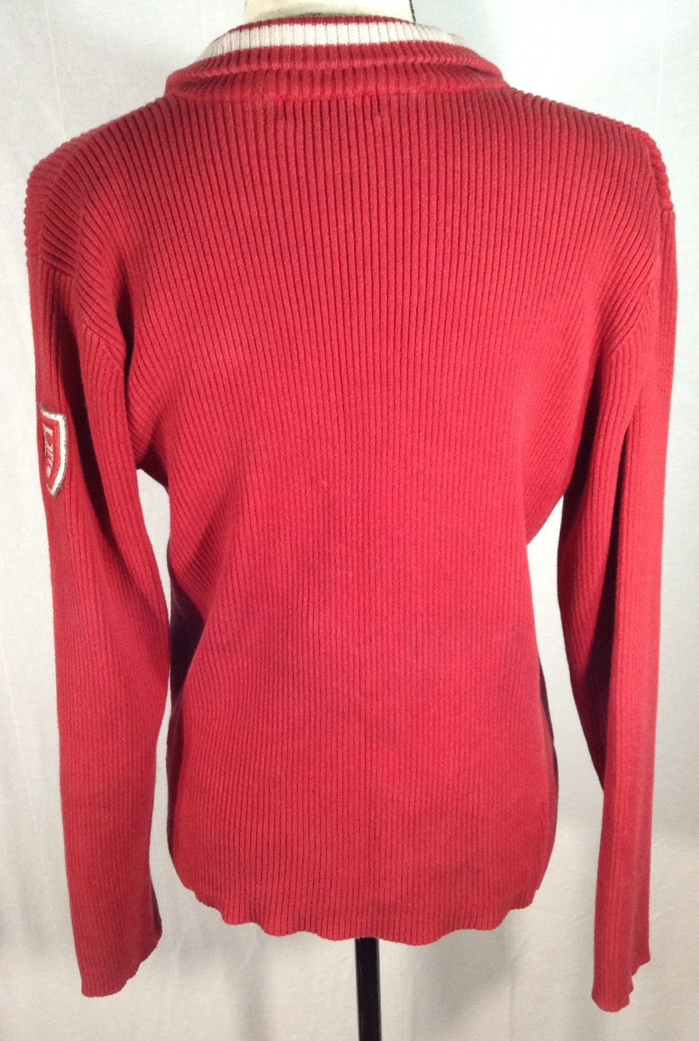 Chaps Vintage Women’s Polo Style Red Half Zipper Sweater With Logo Sz XL