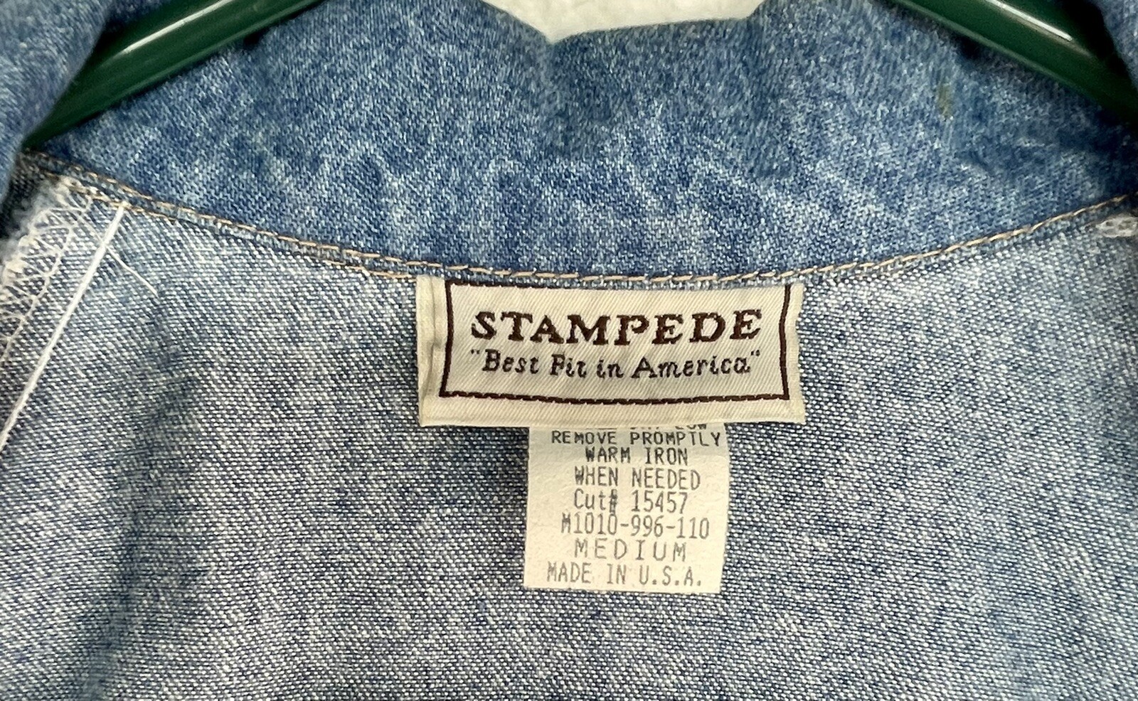 VTG Stampede Denim Jacket Made in USA Elastic Gathered Waist Full Zip 2839