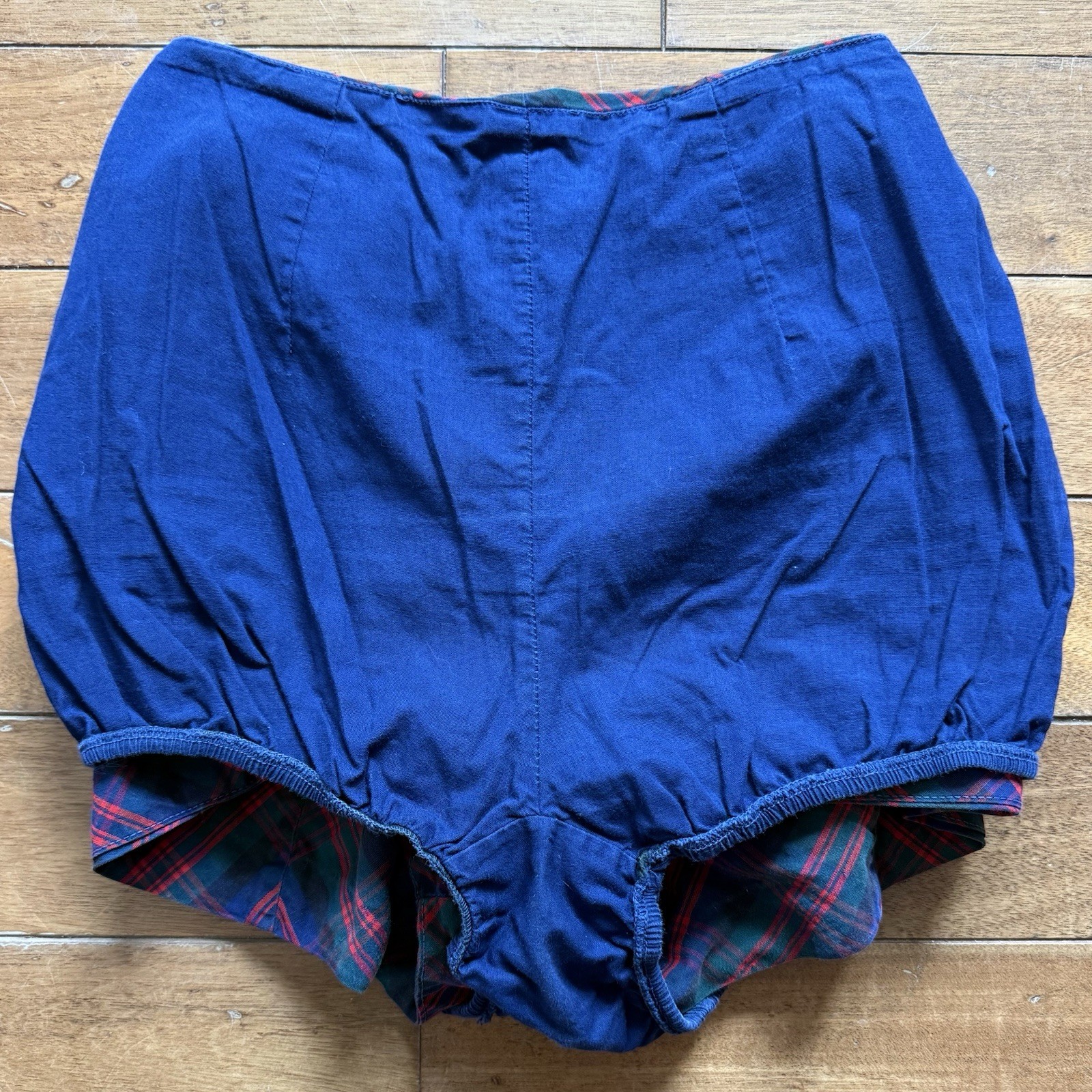 2pc VTG 60s MCM Sailor Bikini Plaid Swimsuit Boy Shorts ILGWU Union Made Sz S/M
