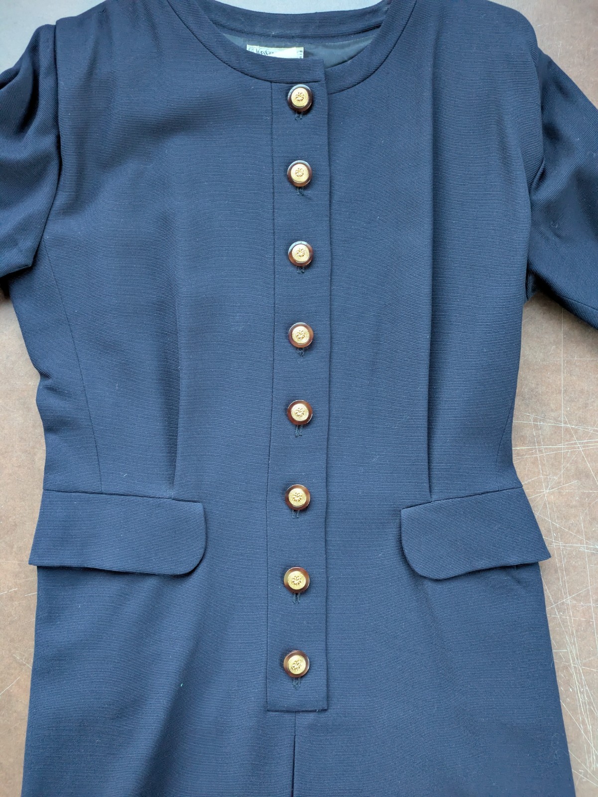 Vintage 1980s Yves Saint Laurent Rive Gauche Tunic Dress Navy Blue S/M VGUC