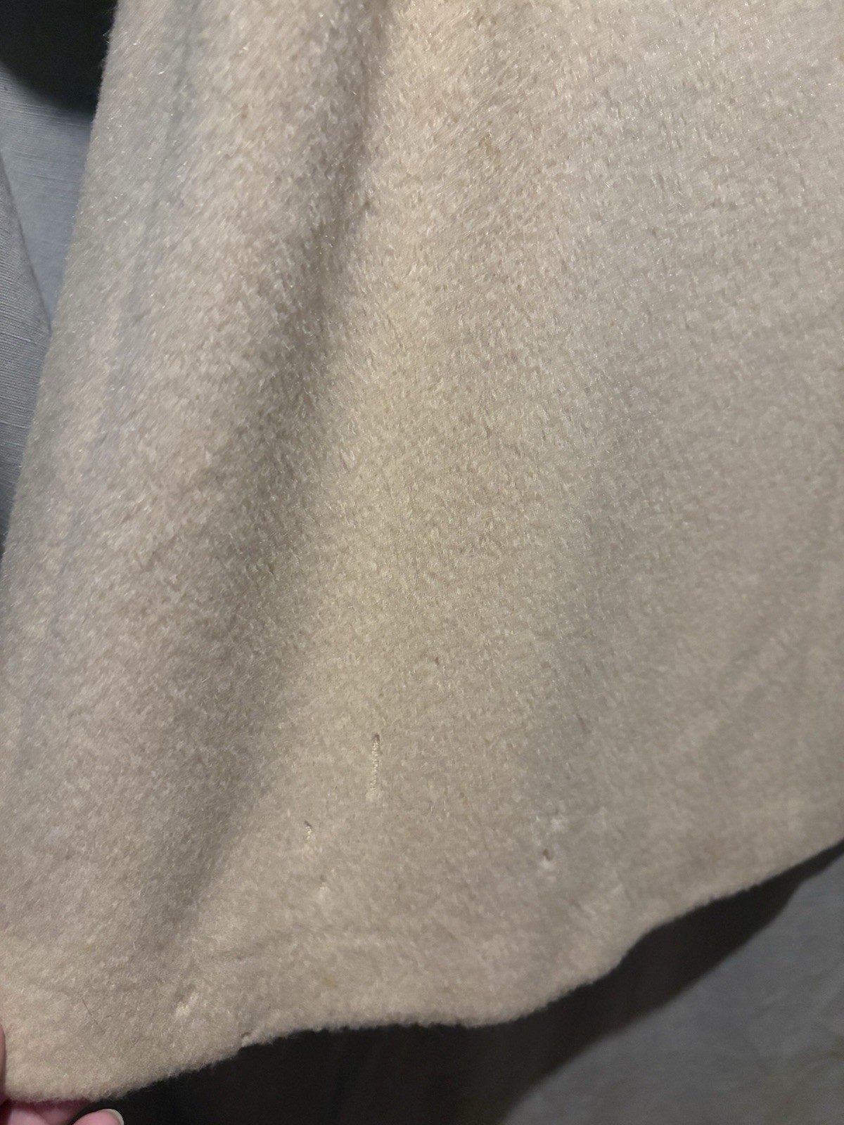 Vintage Forstmann Beige Wool Coat with Mink Fur Collar Small Some Damage!